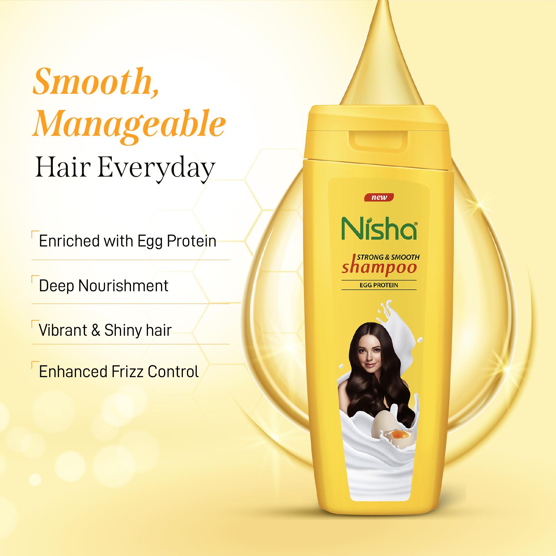 Nisha Egg Protein Shampoo For Women & Men 340ML For Strong, Smooth & Shiny Hair, Frizz Control, Deep Nourishment, All Hair Types image 5