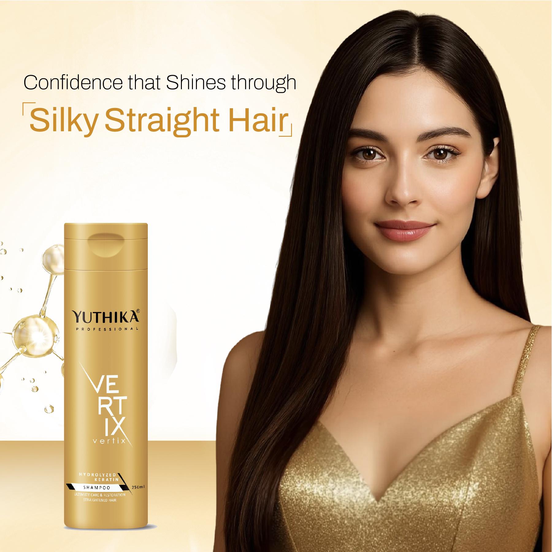 Yuthika Professional Vertix Hydrolyzed Keratin Shampoo Ultimate Care & Restoration 250ML I Post Care Shampoo For Straightened Hair, Salon Like Smooth Hair image 5