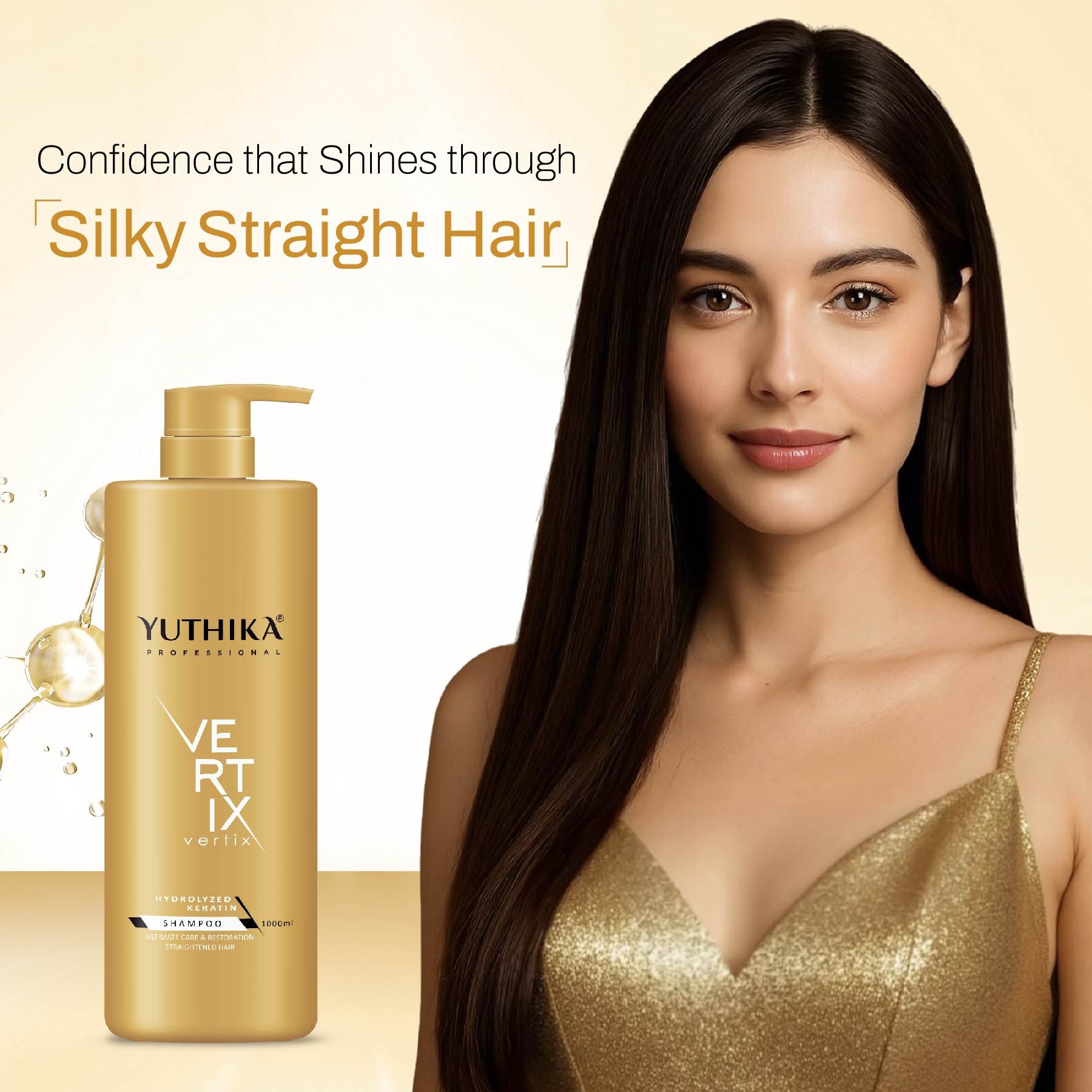 Yuthika Professional Vertix Hydrolyzed Keratin Shampoo Ultimate Care & Restoration 1000ML I Post Care Shampoo For Straightened Hair , Salon Like Smooth Hair image 5