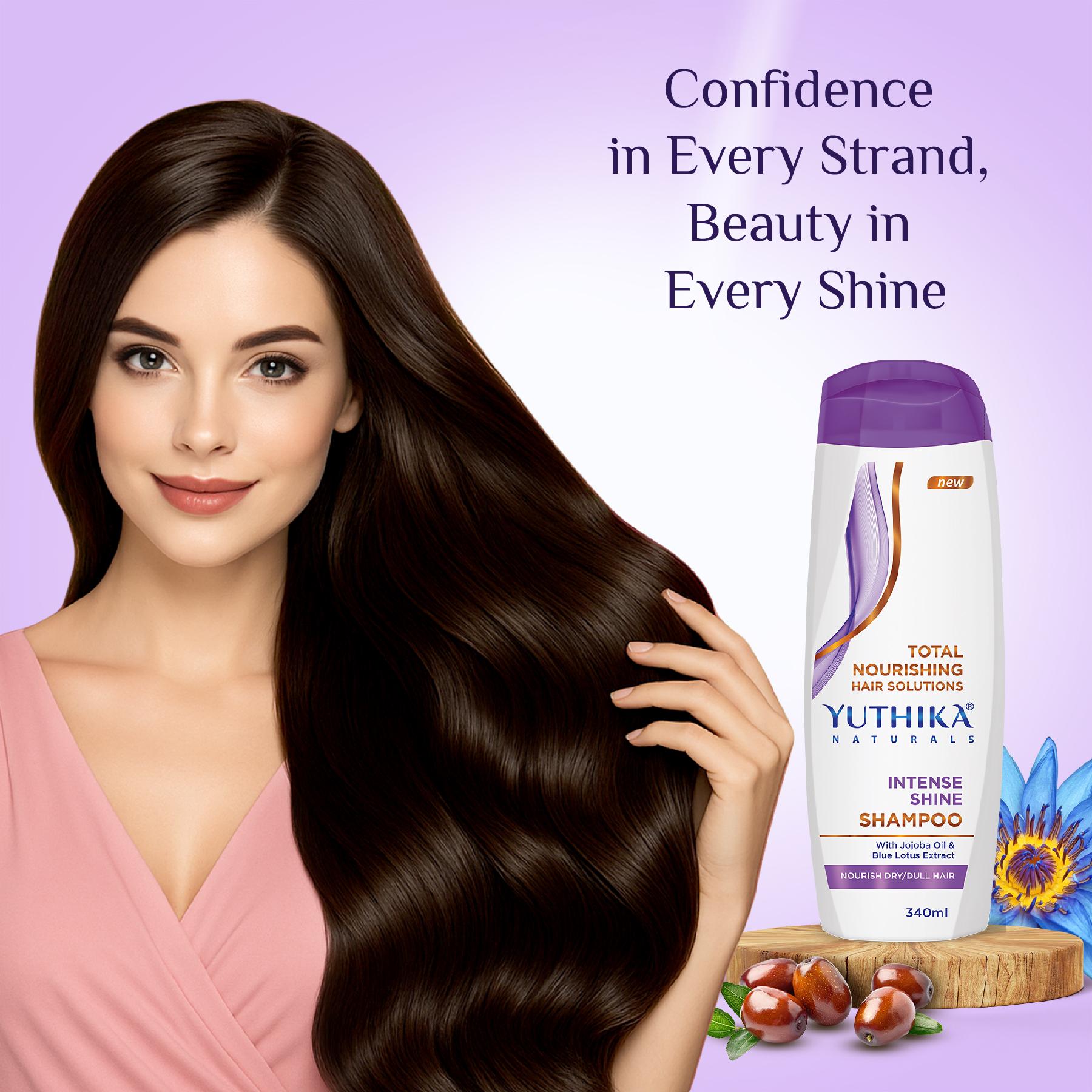Yuthika Intense Shine Shampoo For Women & Men 340ML | Total Nourishing Hydrating Hair Shampoo For Dull, Dry & Frizzy Hair |INFUSED With Jojoba Oil & Blue Lotus Extract image 5