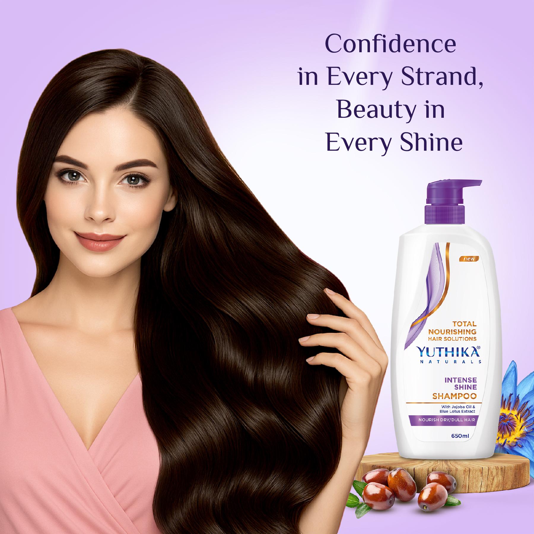 Yuthika Intense Shine Shampoo For Women & Men 650ML | Total Nourishing Hydrating Hair Shampoo For Dull, Dry & Frizzy Hair |INFUSED With Jojoba Oil & Blue Lotus Extract image 5