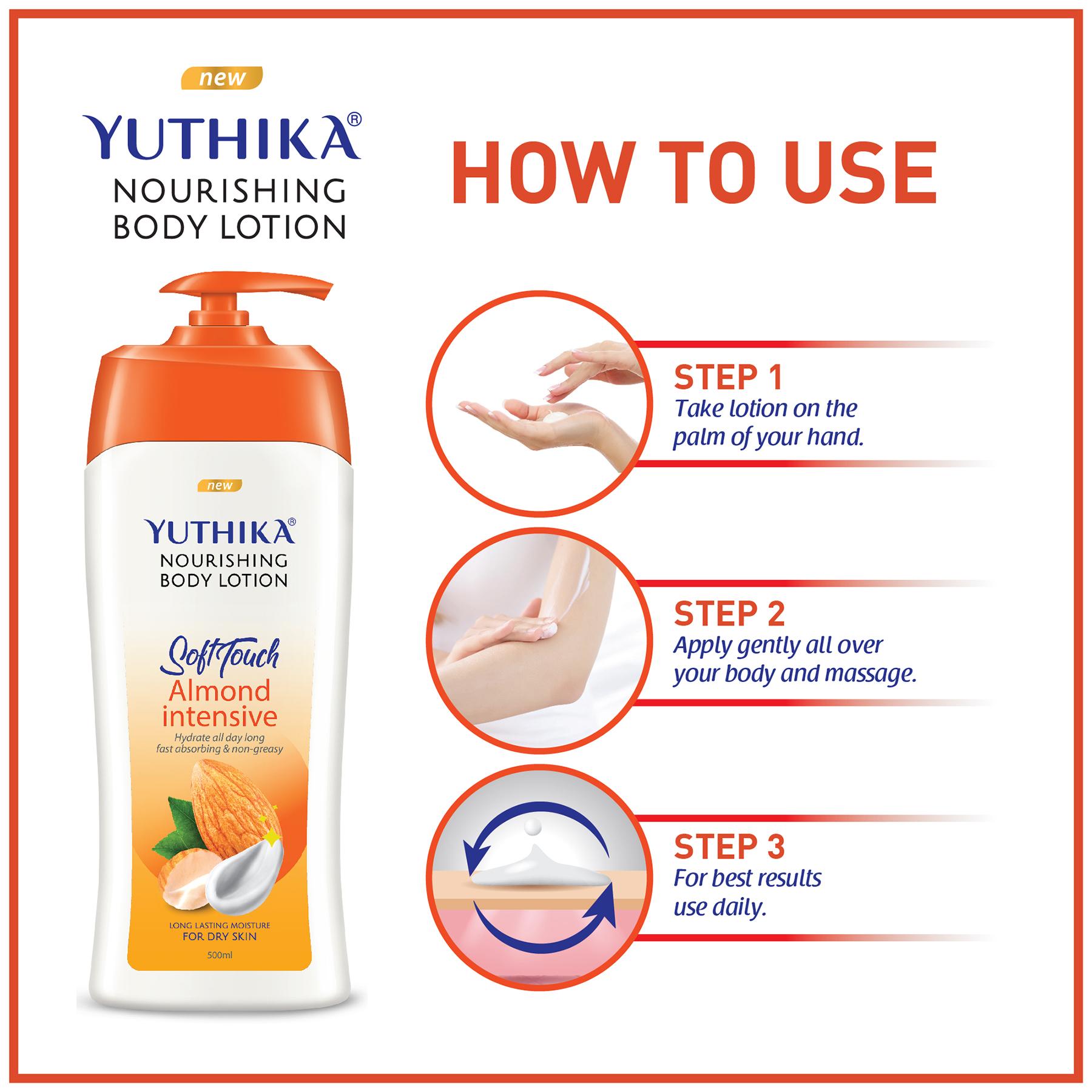 Yuthika Almond Soft Touch Body Lotion For Women & Men, Hydrating, Non-greasy Moisturizer For Soft, Smooth Skin, All Skin Types (500ML) image 5