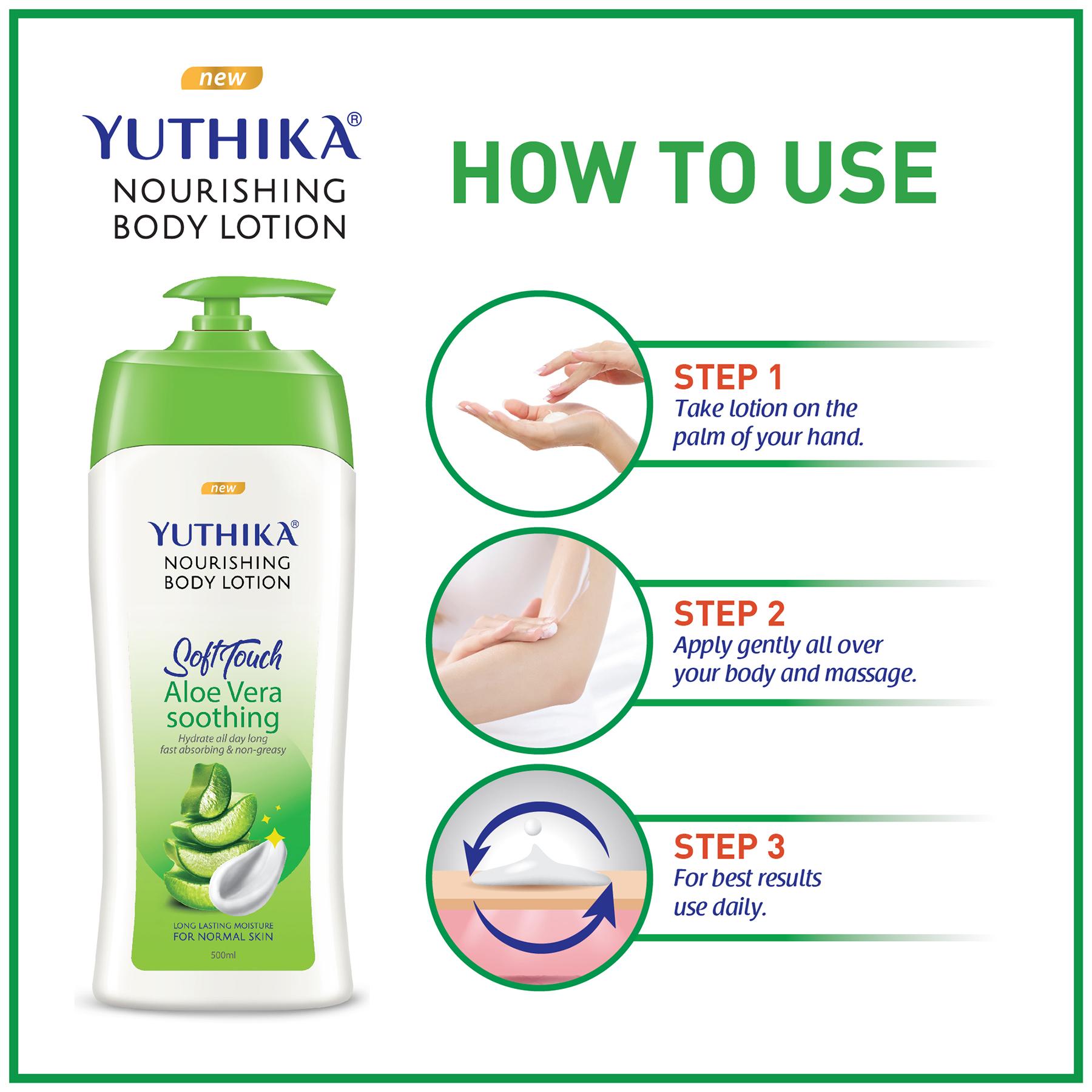 Yuthika Aloe Vera Soft Touch Body Lotion For Women & Men, Lightweight, Non-greasy Moisturizer For Soft, Smooth Skin, All Skin Types (500ML) image 5
