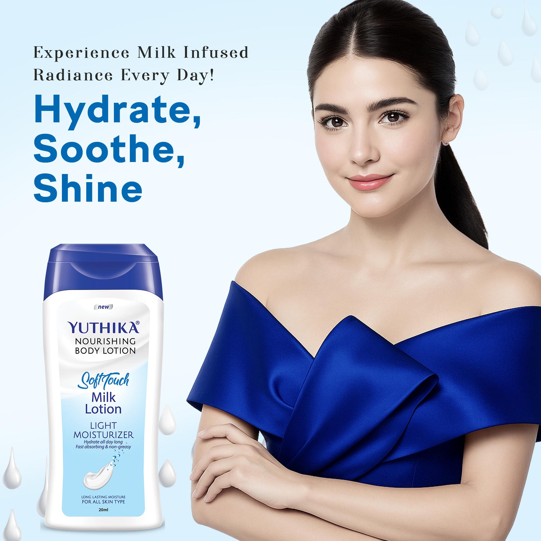 Yuthika Soft Touch Milk Body Lotion For Women & Men, (24PC Of 20ML Each) Hydrating, Fast Absorbing, Non-greasy Lotion For Soft, Smooth Skin, All Skin Types image 5