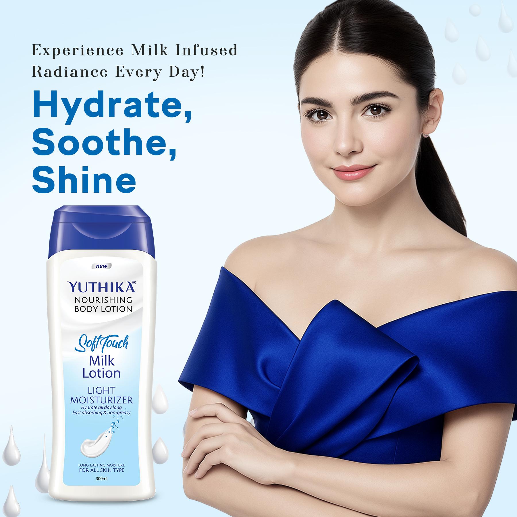 Yuthika Soft Touch Milk Body Lotion For Women & Men 300ML, Hydrating, Fast Absorbing, Non-greasy Lotion For Soft, Smooth Skin, All Skin Types image 5