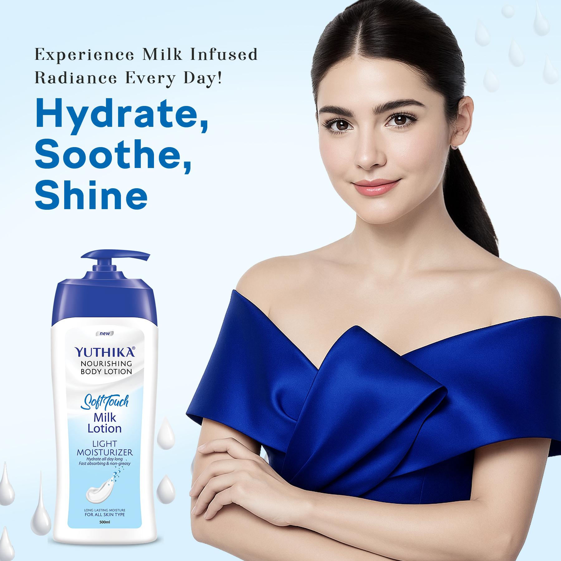 Yuthika Soft Touch Milk Body Lotion For Women & Men 500ML, Hydrating, Fast Absorbing, Non-greasy Lotion For Soft, Smooth Skin, All Skin Types image 5