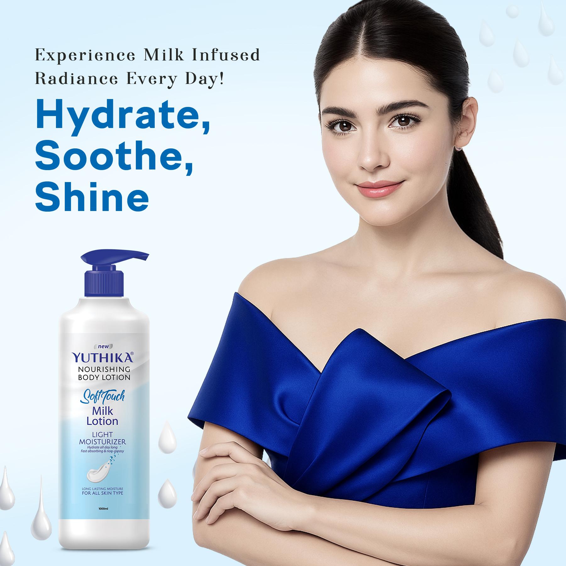 Yuthika Soft Touch Milk Body Lotion For Women & Men 1000ML, Hydrating, Fast Absorbing, Non-greasy Lotion For Soft, Smooth Skin, All Skin Types image 4
