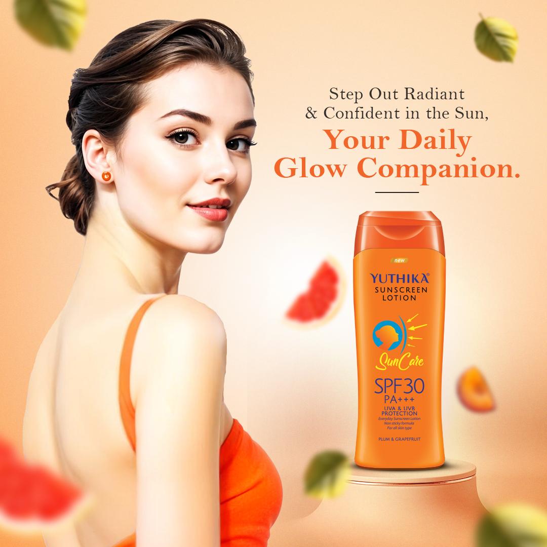 Yuthika Sunscreen Lotion Sun Care Spf 30 Pa+++ Uva & Uvb Protection, 300ML image 5