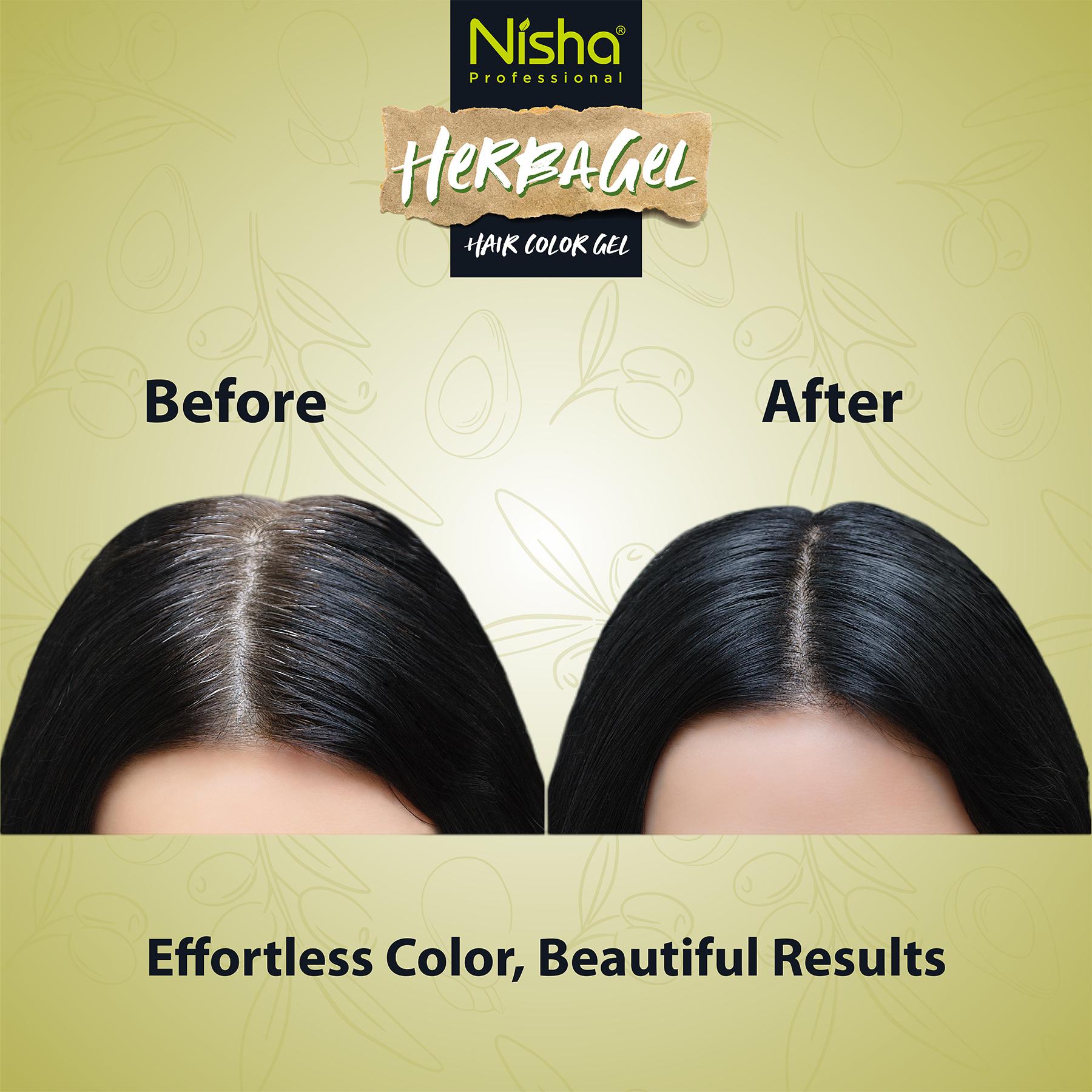 Nisha Herba Care Hair Colour & Beard Colour Gel 200ML (100ML Colorant + 100ML Developer) Original Black No Ammonia image 5