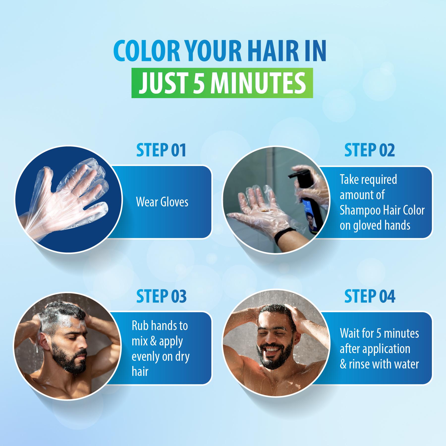 Nisha Quick Color Shampoo Hair Color, Ammonia Free, 100% Grey Coverage, Long Lasting Colour Up To 5 Weeks, Easy, Mess-free Use For Men & Women, Dark Brown (180ML) image 5