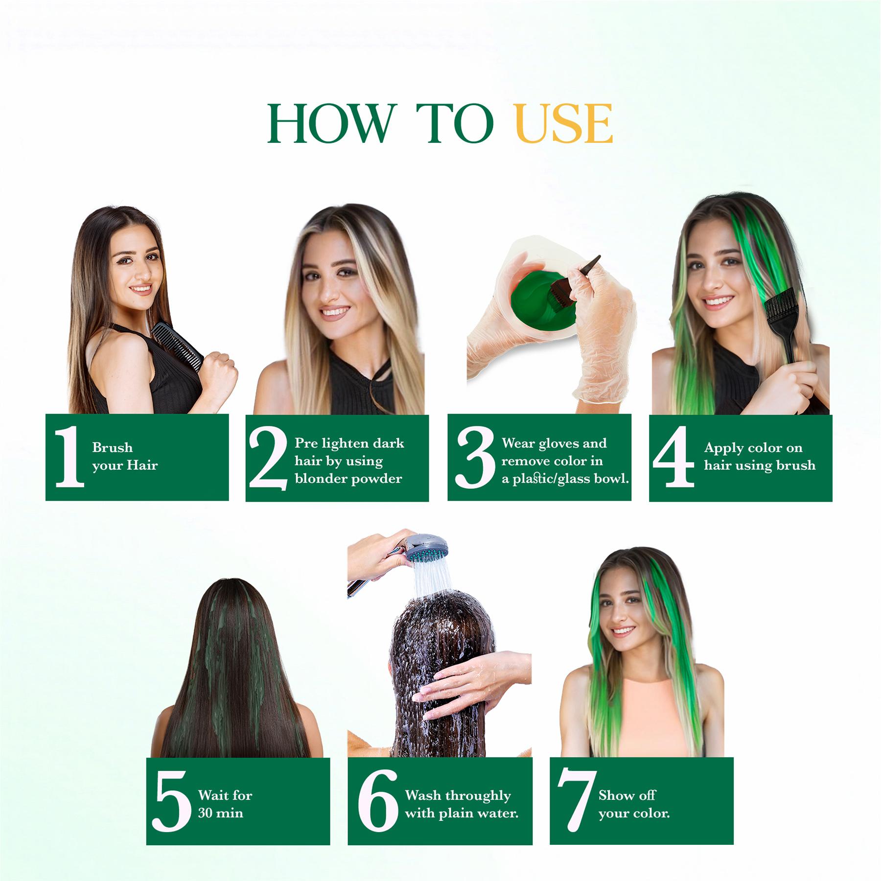 Cosglam Semi Permanent Hair Color For Women & Men, (120G, #41 Crazy Green) Enriched With Conditioner, Glossy Finish, No Ammonia, No Peroxide & Non Oxidative image 5