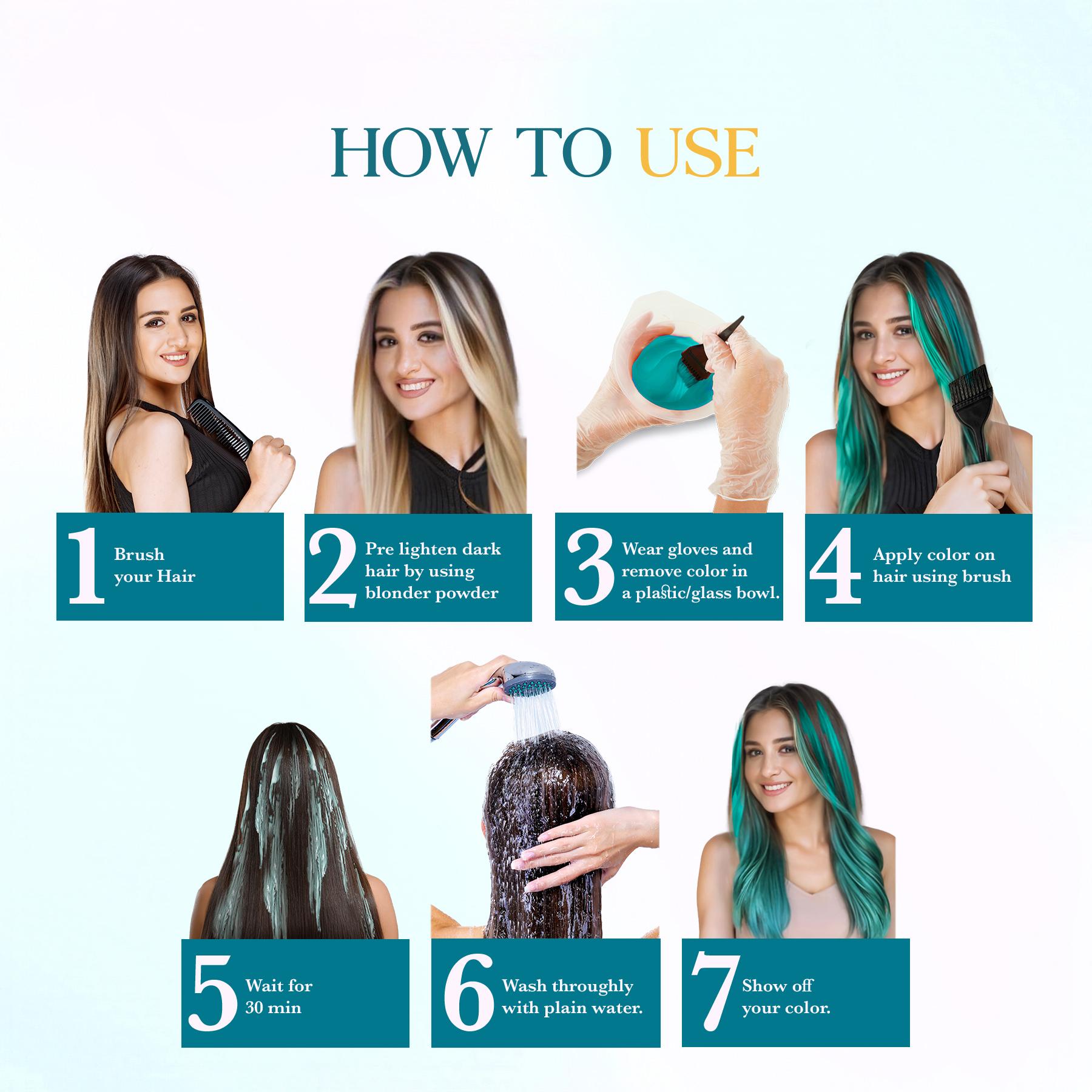 Cosglam Semi Permanent Hair Color For Women & Men, (120G, #53 Electric Teal) Enriched With Conditioner, Glossy Finish, No Ammonia, No Peroxide & Non Oxidative image 5