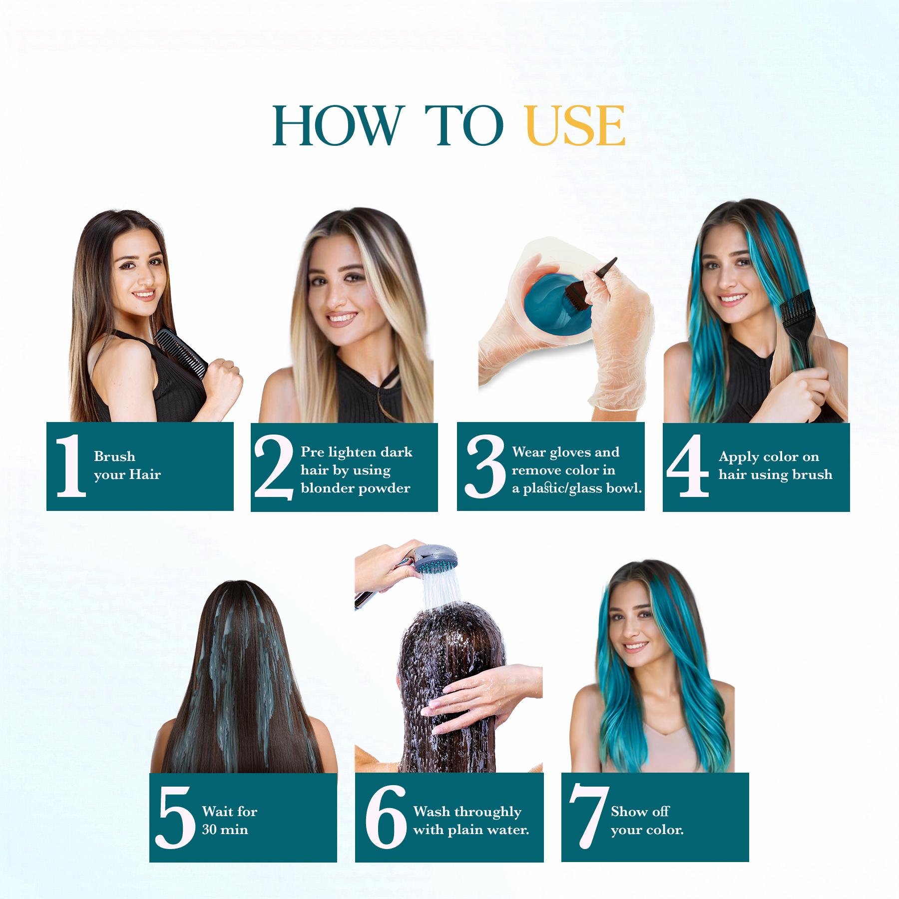 Cosglam Semi Permanent Hair Color For Women & Men, (120G, #52 Peacock Blue) Enriched With Conditioner, Glossy Finish, No Ammonia, No Peroxide & Non Oxidative image 5