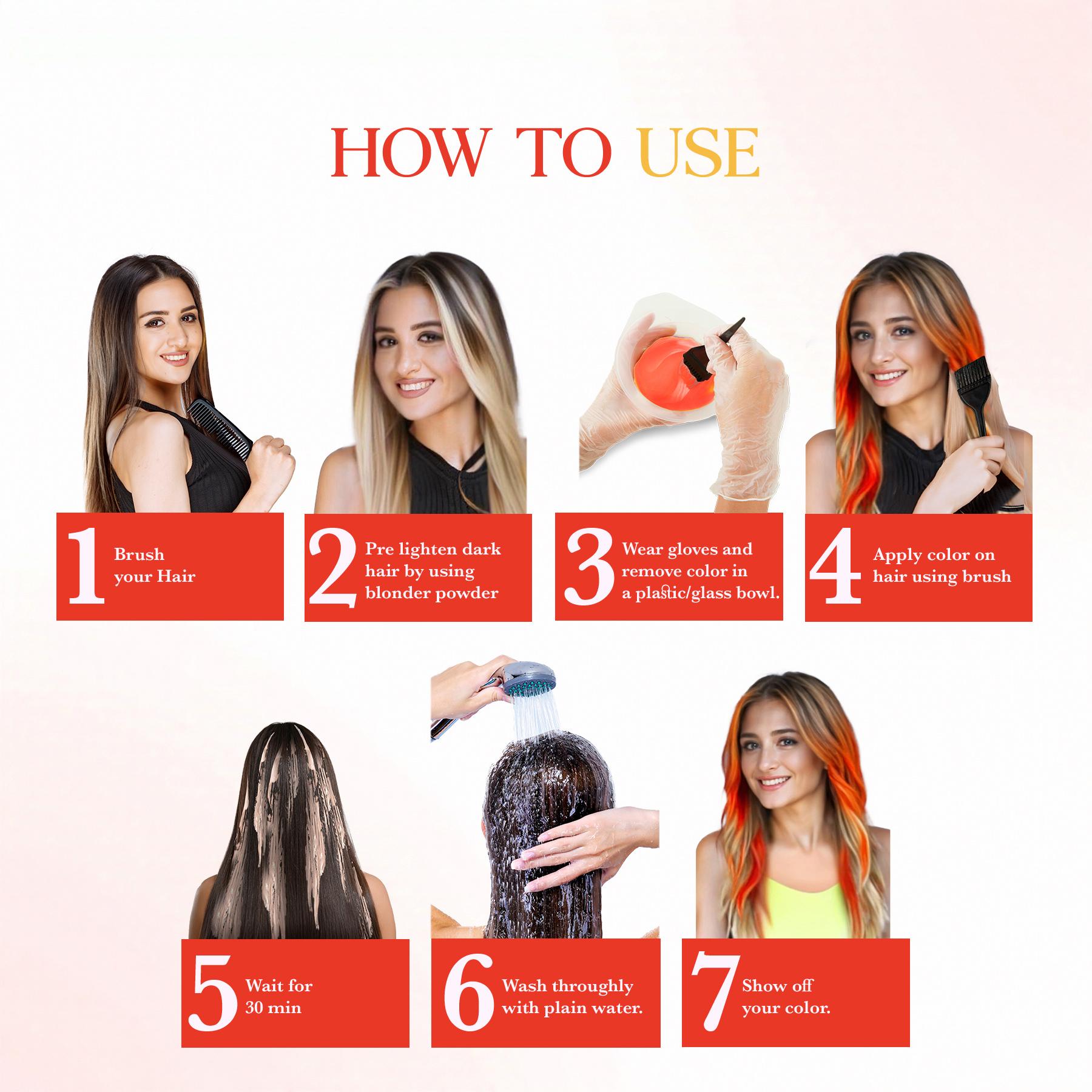 Cosglam Semi Permanent Hair Color For Women & Men, (120G, #33 Vibrant Orange) Enriched With Conditioner, Glossy Finish, No Ammonia, No Peroxide & Non Oxidative image 5