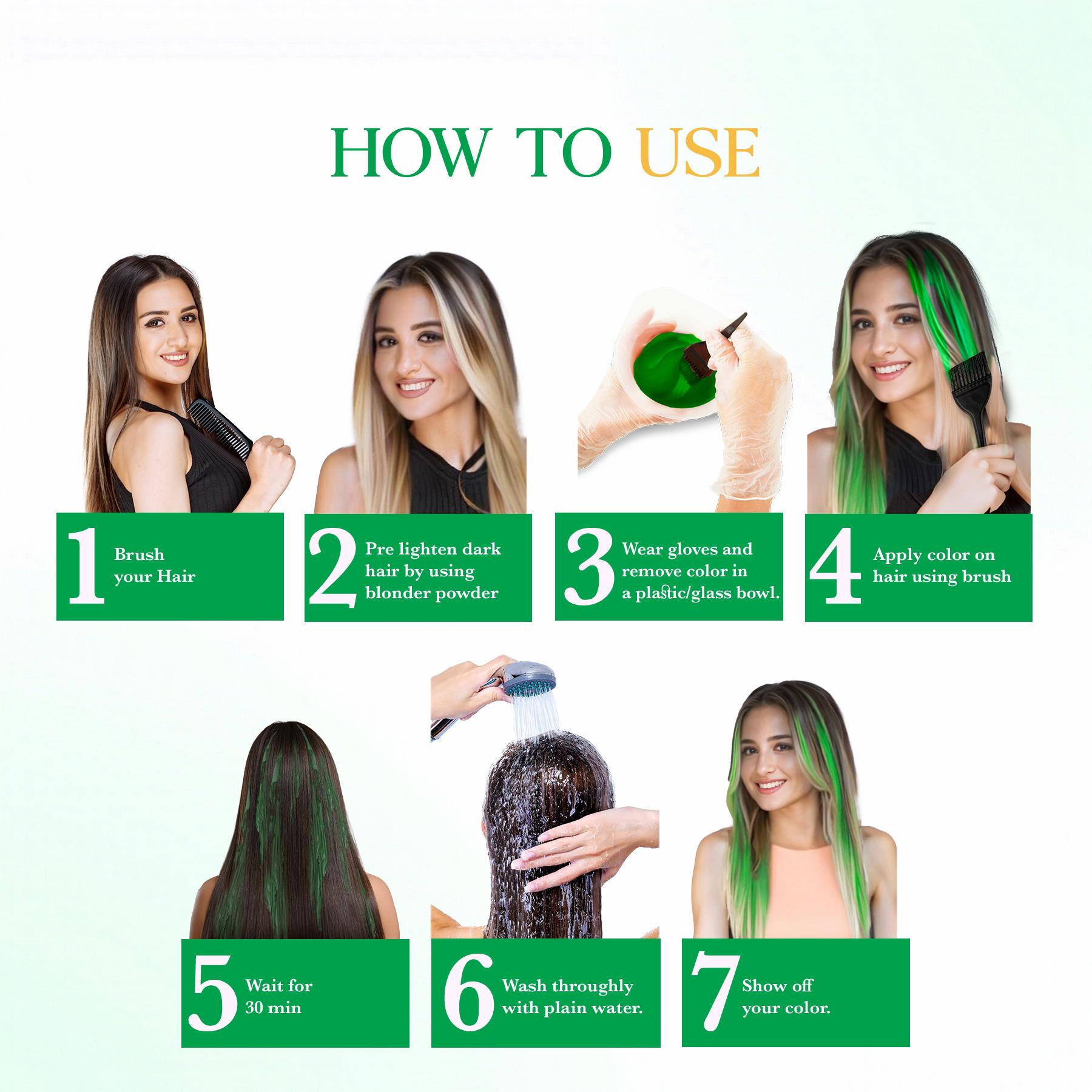 Cosglam Semi Permanent Hair Color For Women & Men, (120G, #42 Emerald Green) Enriched With Conditioner, Glossy Finish, No Ammonia, No Peroxide & Non Oxidative image 5