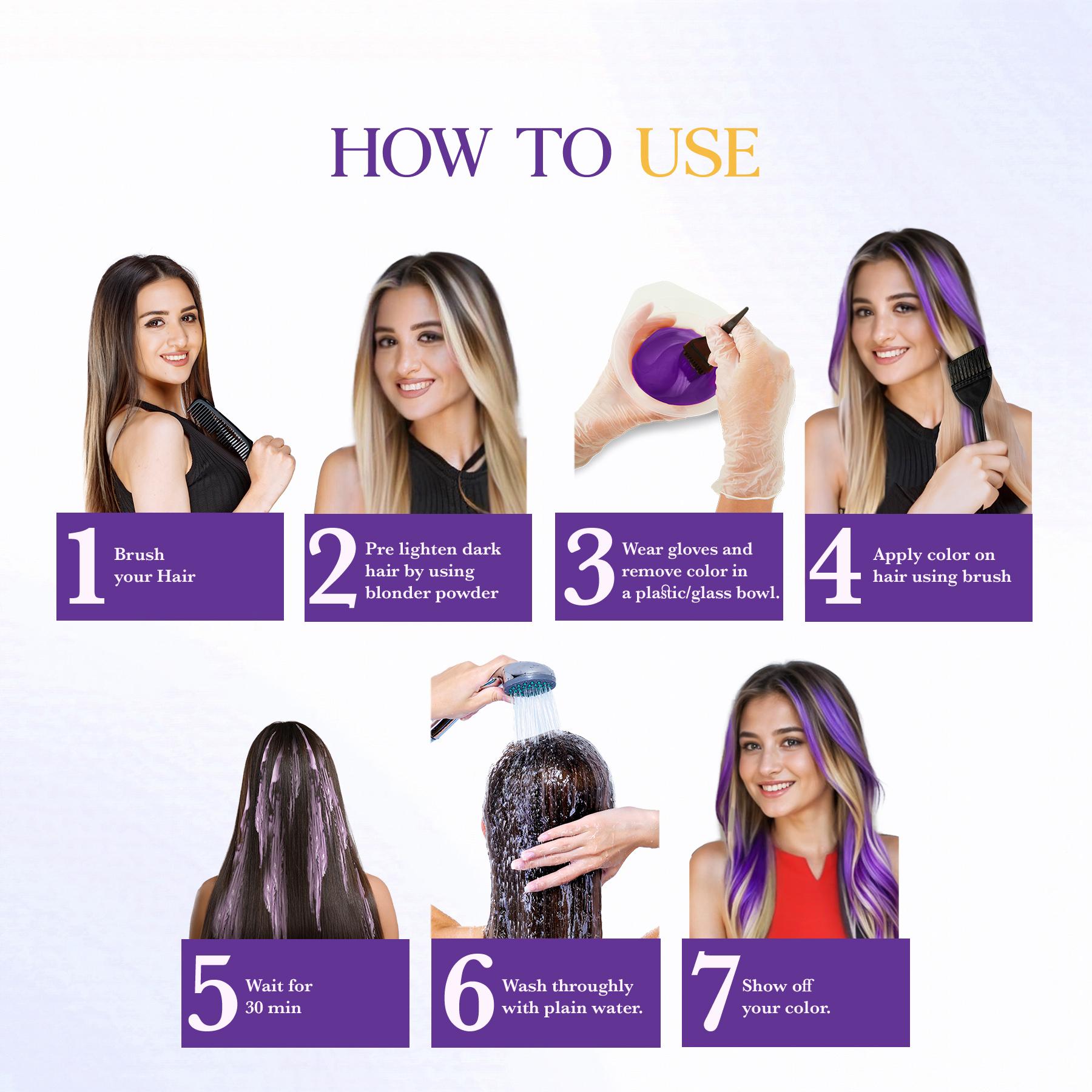 Cosglam Semi Permanent Hair Color For Women & Men, (120G, #62 Midnight Violet) Enriched With Conditioner, Glossy Finish, No Ammonia, No Peroxide & Non Oxidative image 5