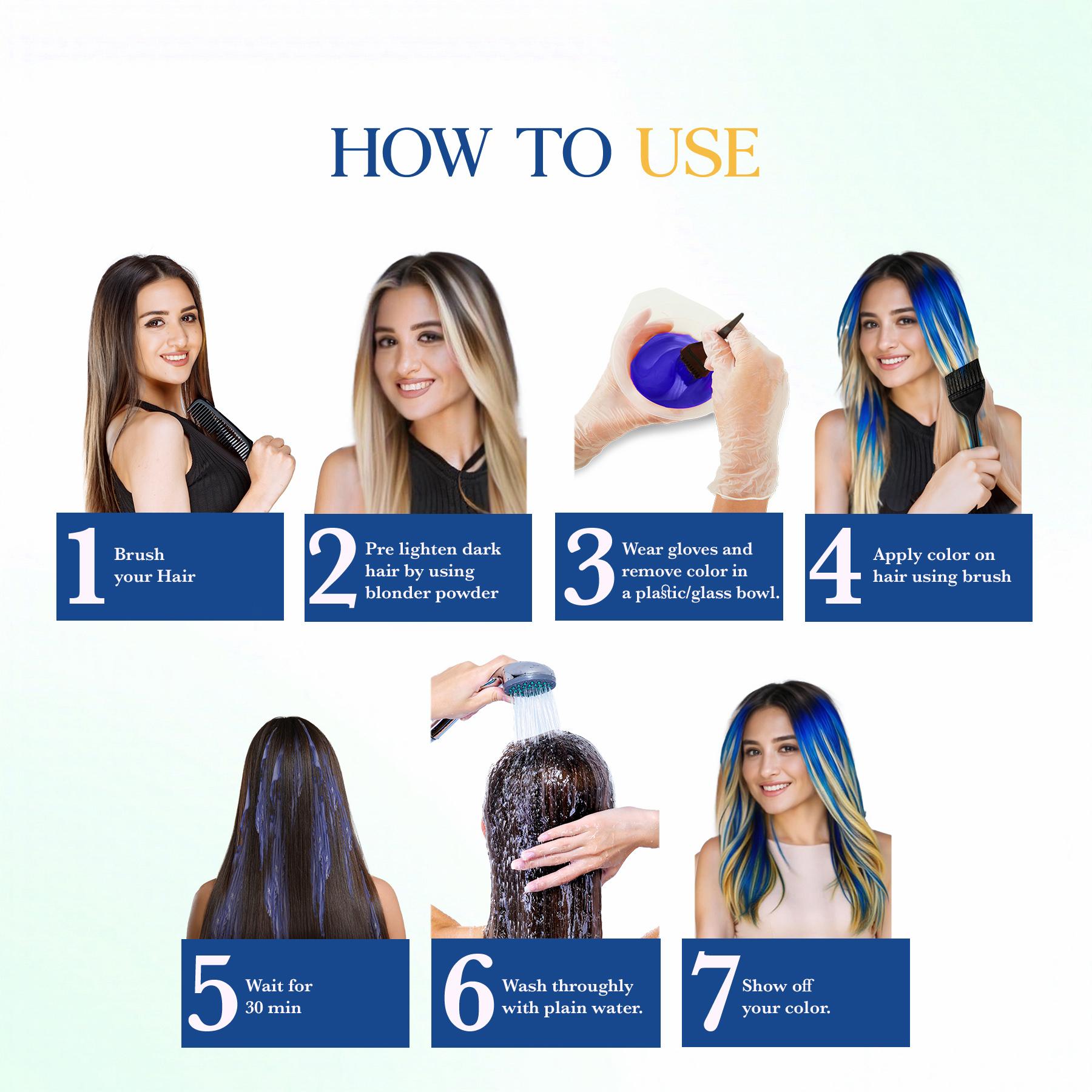 Cosglam Semi Permanent Hair Color For Women & Men, (120G, #51 Wonder Blue) Enriched With Conditioner, Glossy Finish, No Ammonia, No Peroxide & Non Oxidative image 5