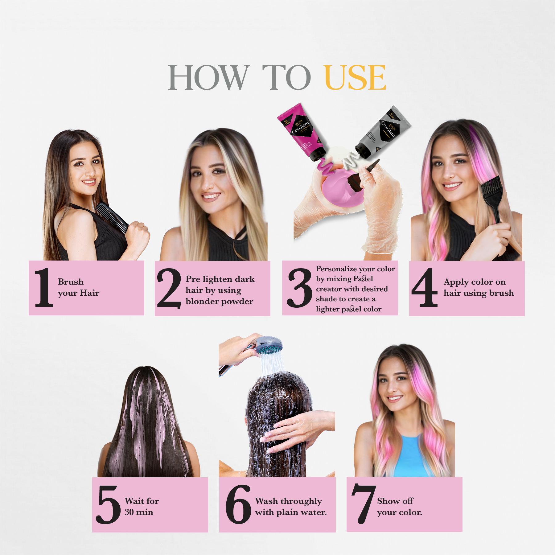 Cosglam Semi Permanent Hair Color For Women & Men, (120G, Pastel Creator) Enriched With Conditioner, Glossy Finish, No Ammonia, No Peroxide & Non Oxidative image 5