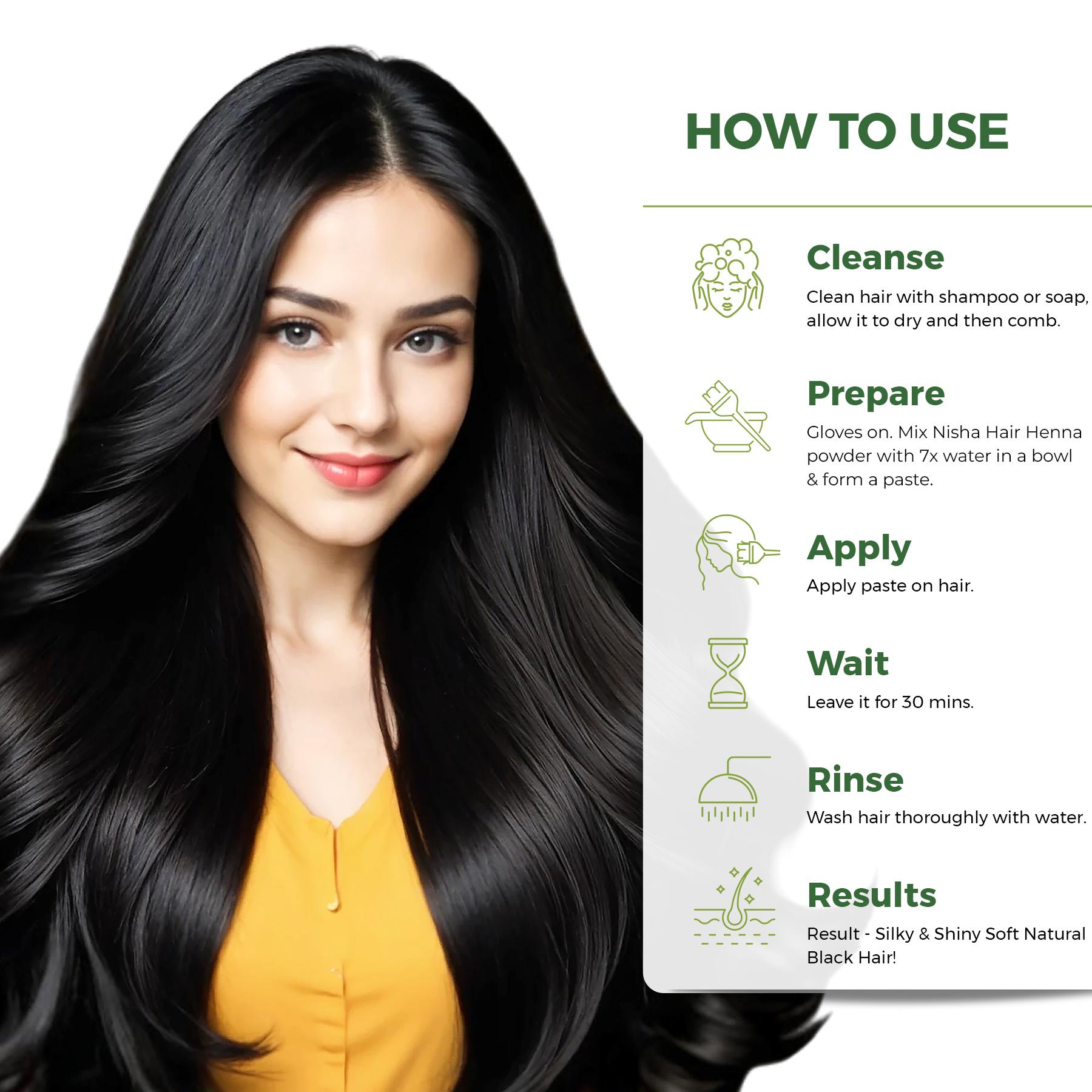Nisha Natural Henna Hair Color 25G Natural Black, Pack Of 10 image 5