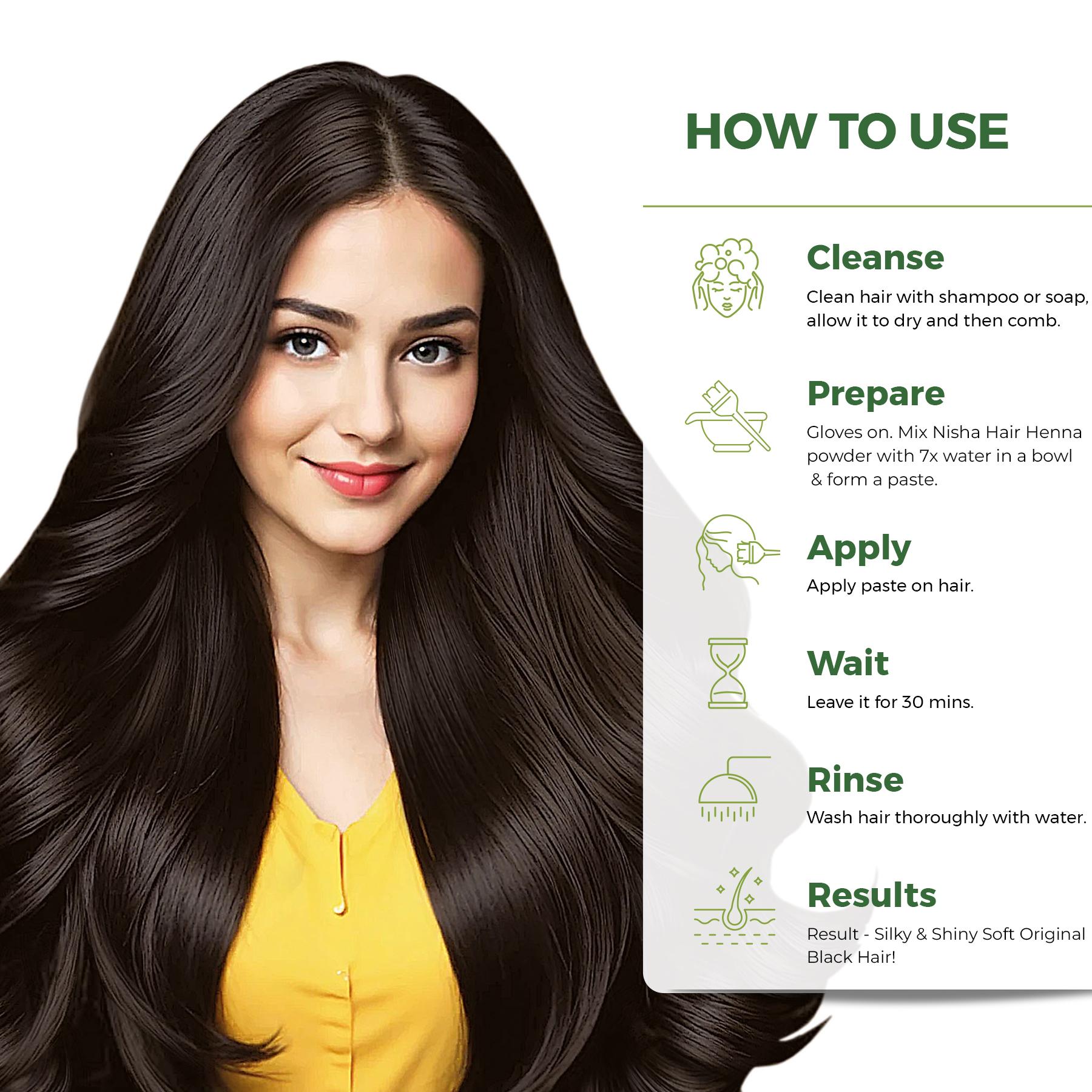 Nisha Hair Colour For Women - Original Black, 25G Each (PACK Of 10) | Herbal Conditioning | 100% Henna-based Hair Colour image 5