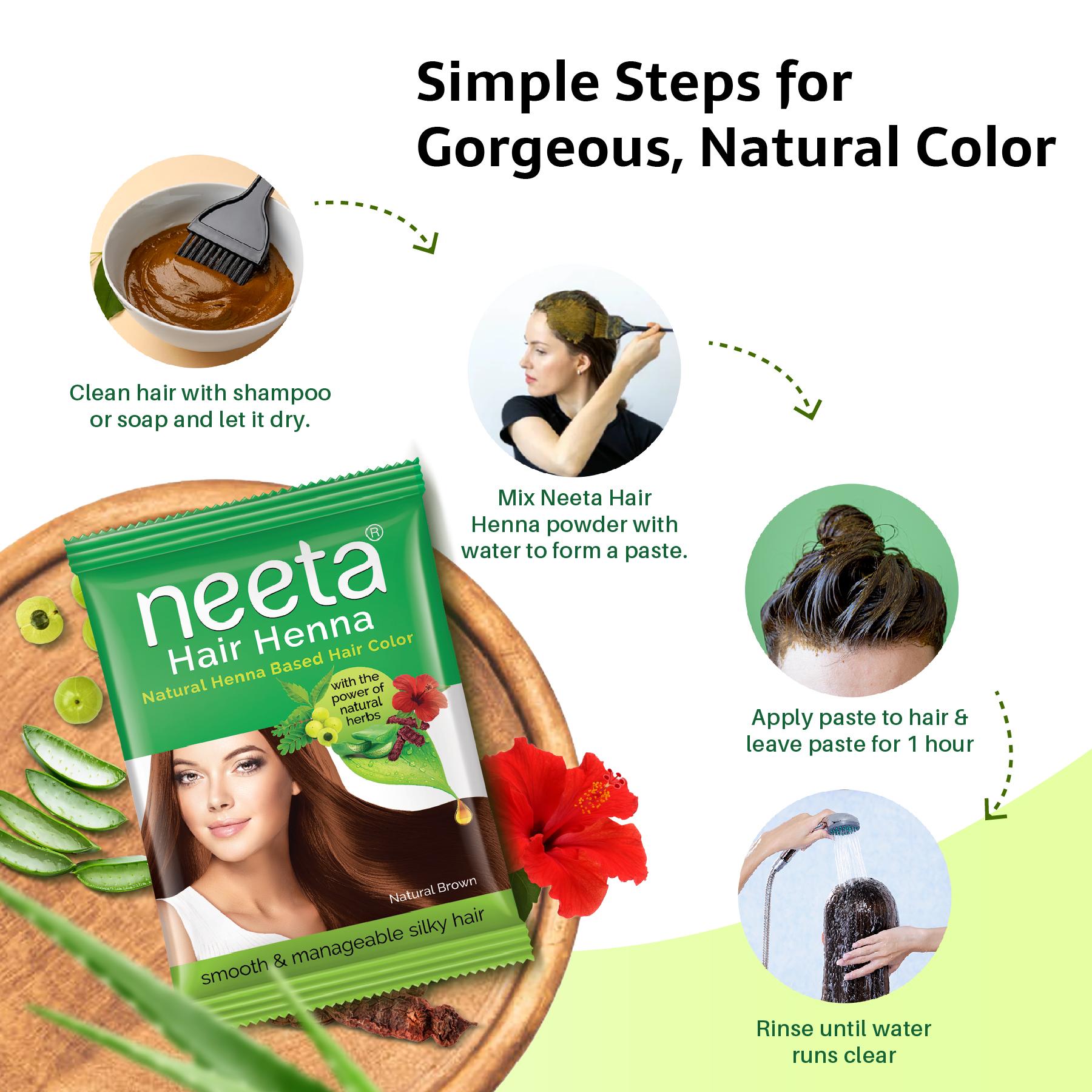 Henna Powder For Hair Color With Amla, Shikakai, Heena & Aloe Vera For Smooth, Natural Brown Hair 50G Per Pack, 6 Packs image 5
