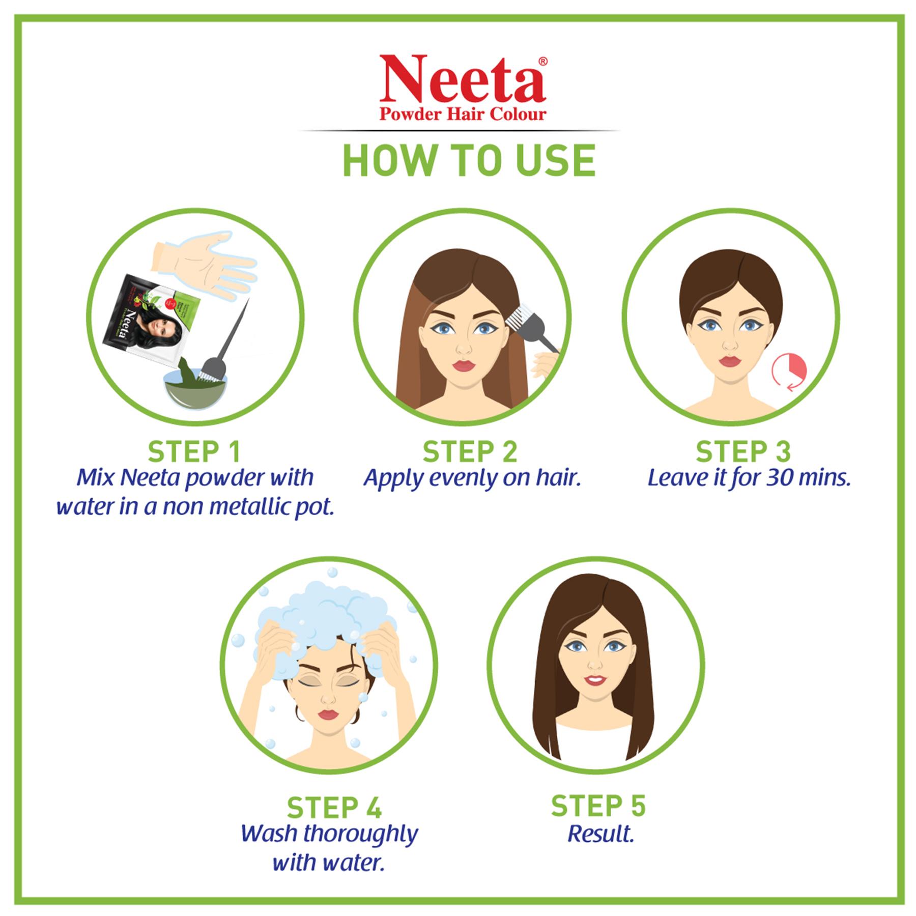 Neeta Hair Color Powder Natural Henna Based Hair Color With The Power Of Natural Herbs For Smooth & Silky Hair 5GM Natural Black image 5