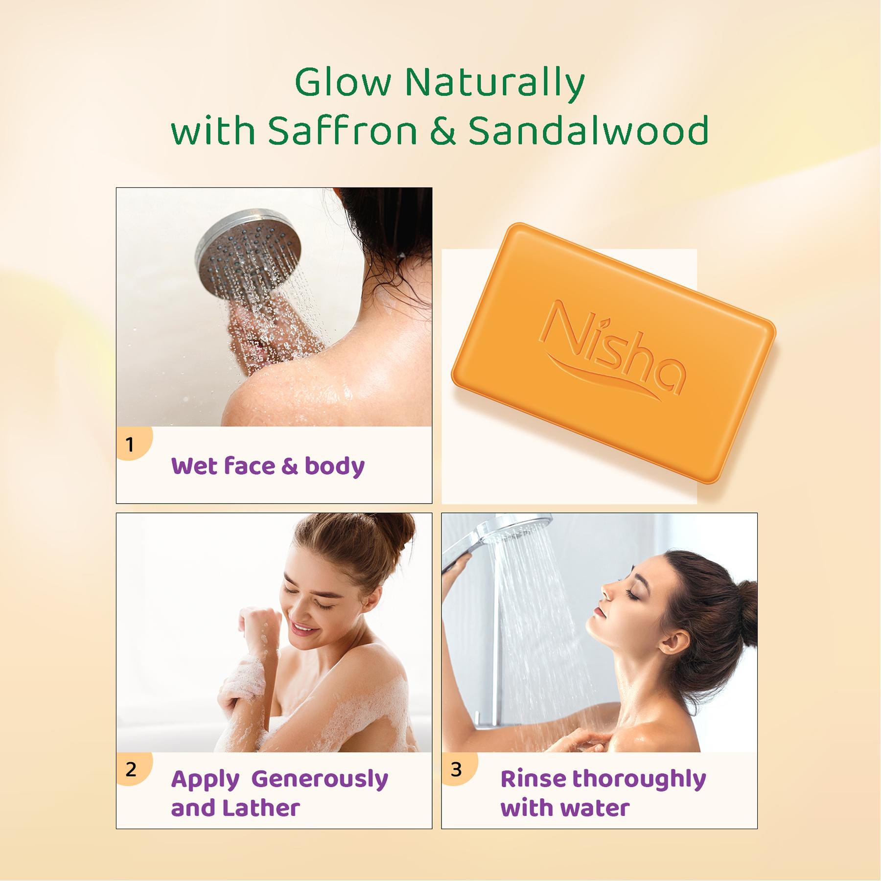 Nisha Luxury Soap Bar Saffron & Chandan 100G Pack Of 6 image 5