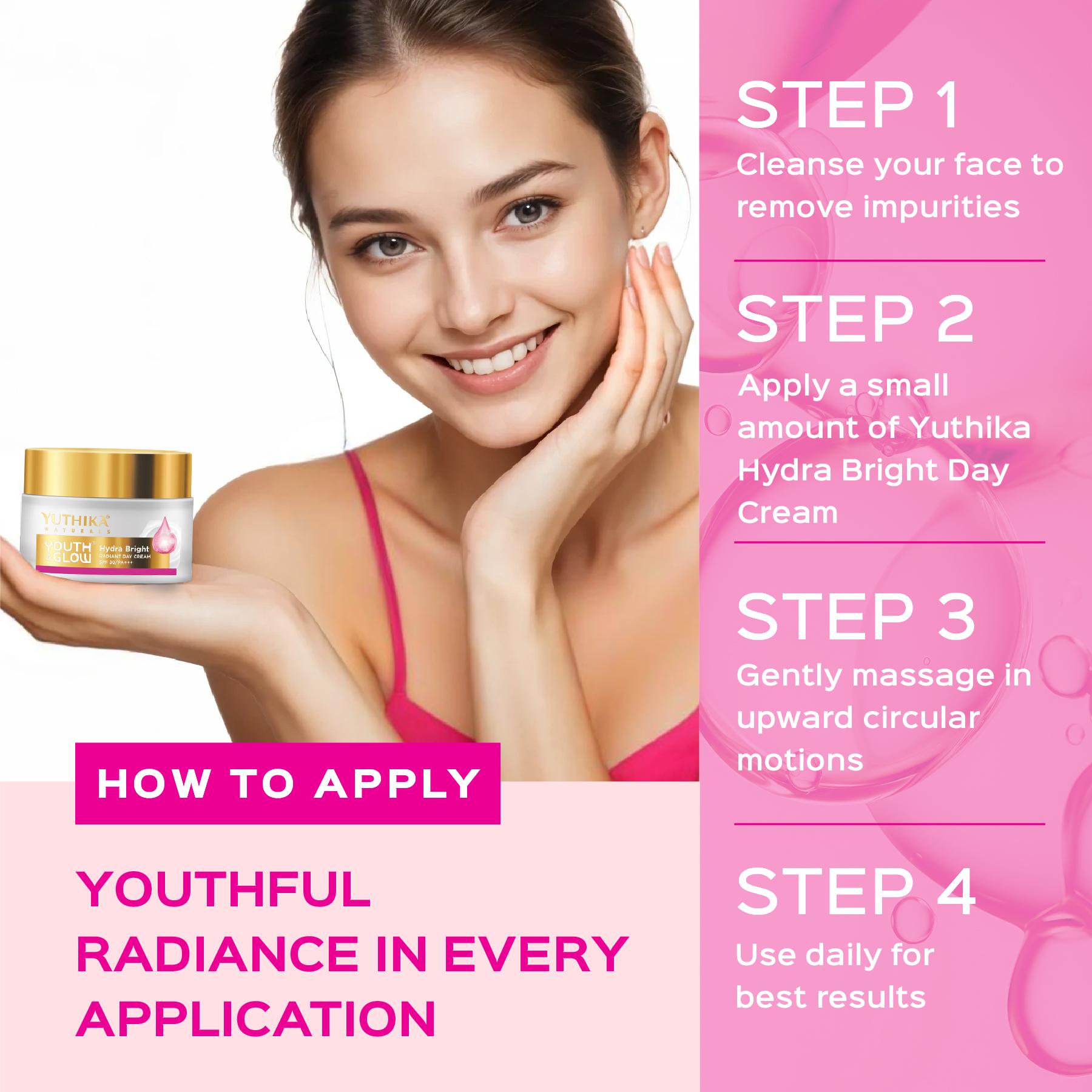 Yuthika Youth & Glow Day Cream For Women Spf30/pa+++, Oil-free, Non-sticky, Reduces Dark Spots, Fine Lines & Wrinkles, Dermatologist Tested For All Skin Types (50G) image 6