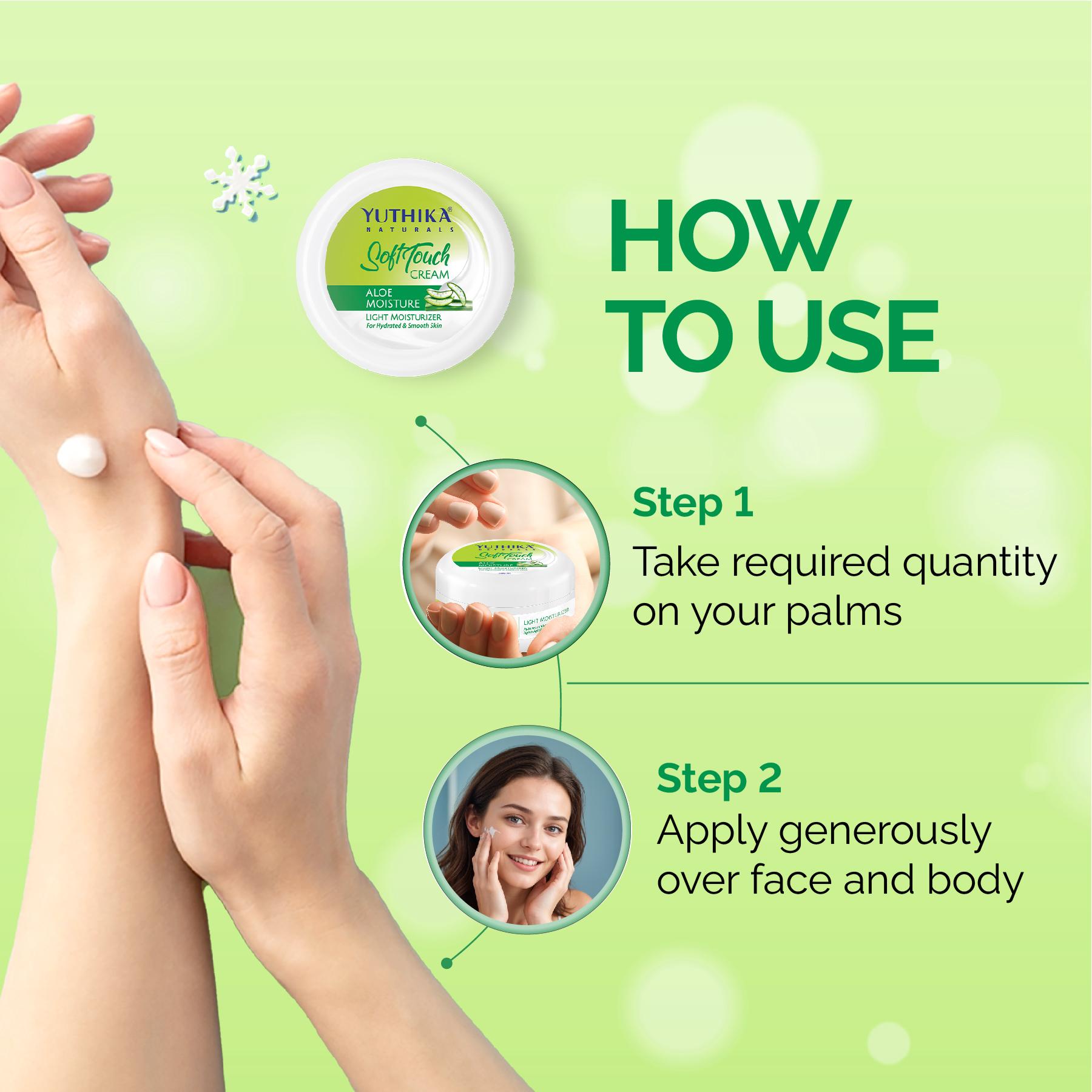 Yuthika Naturals Aloe Moisture Light Moisturizer Cream For Face, Hand & Body, Non-sticky, Deep Nourishment, Suitable For All Skin Types (300ML) image 6