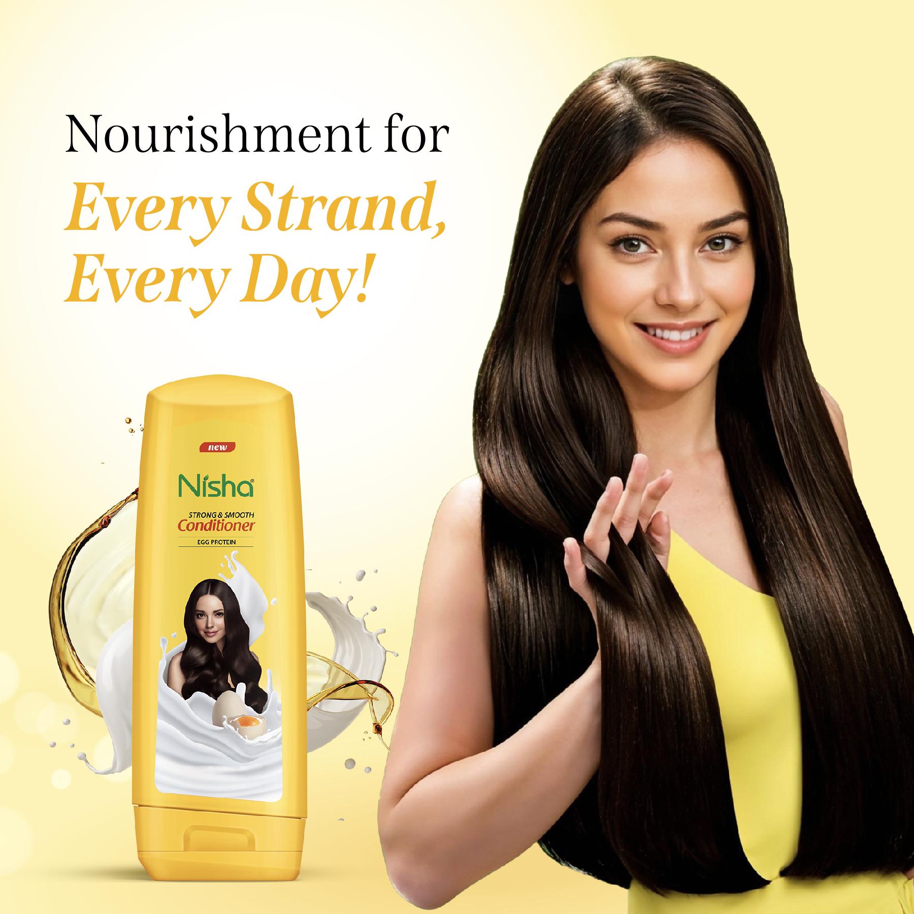 Nisha Conditioner For Women & Men - Strong & Smooth, 180ML Bottle, Enriched With Egg Protein, Boosts Strength & Shine image 6