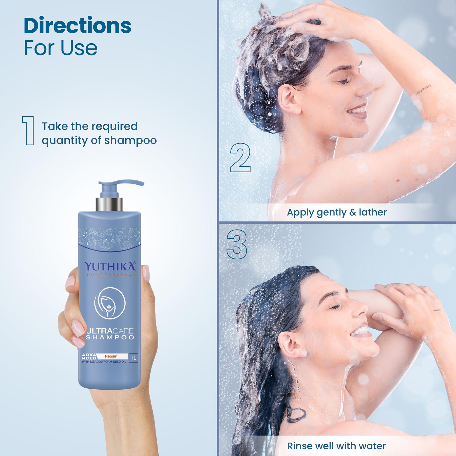 Yuthika Professional Ultra Care Shampoo For Women & Men With Meadfoam Seed Oil Hair Shampoo For Damaged, Weak, Dry And Frizzy Hair, All Hair Types, (1 Ltr) image 6