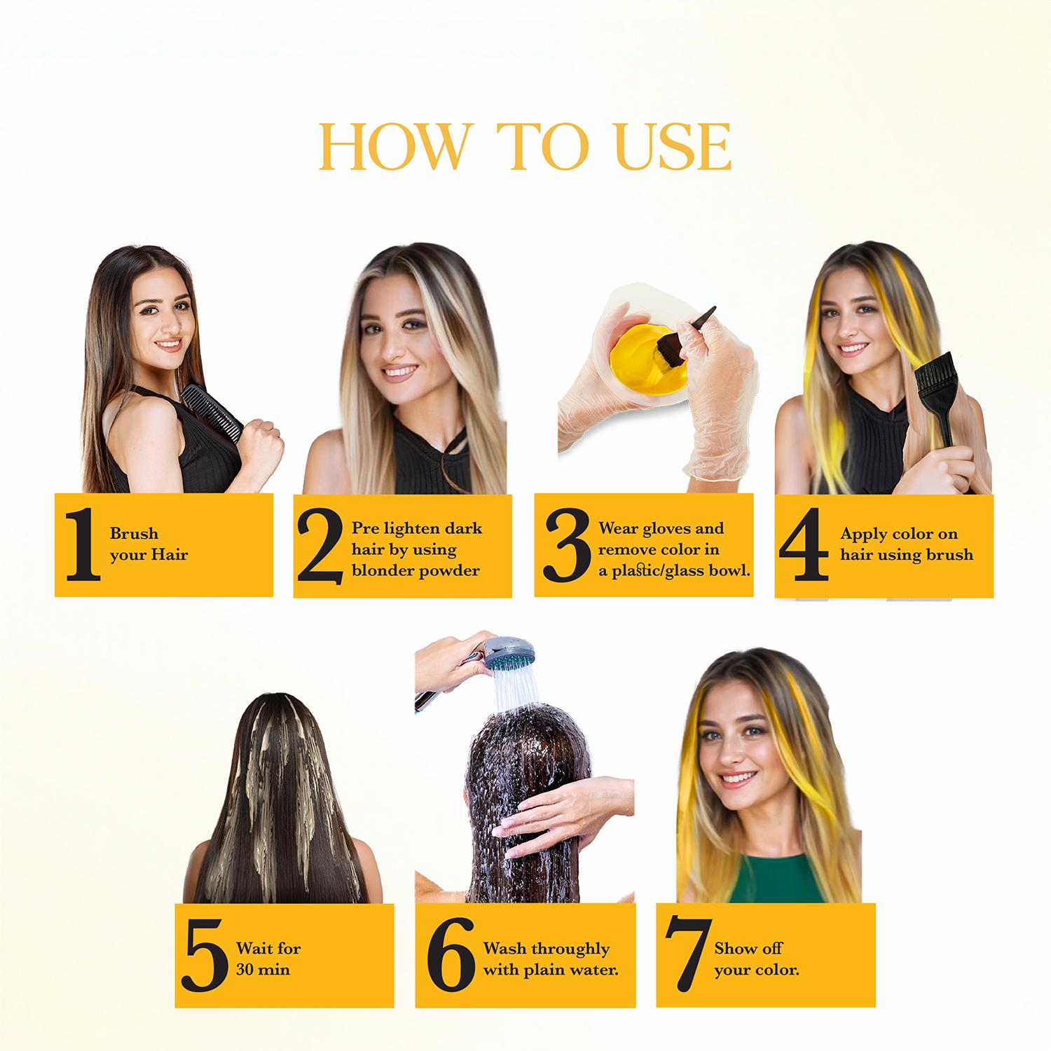 Cosglam Semi Permanent Hair Color For Women & Men, (120G, #32 Sushine Yellow) Enriched With Conditioner, Glossy Finish, No Ammonia, No Peroxide & Non Oxidative image 6