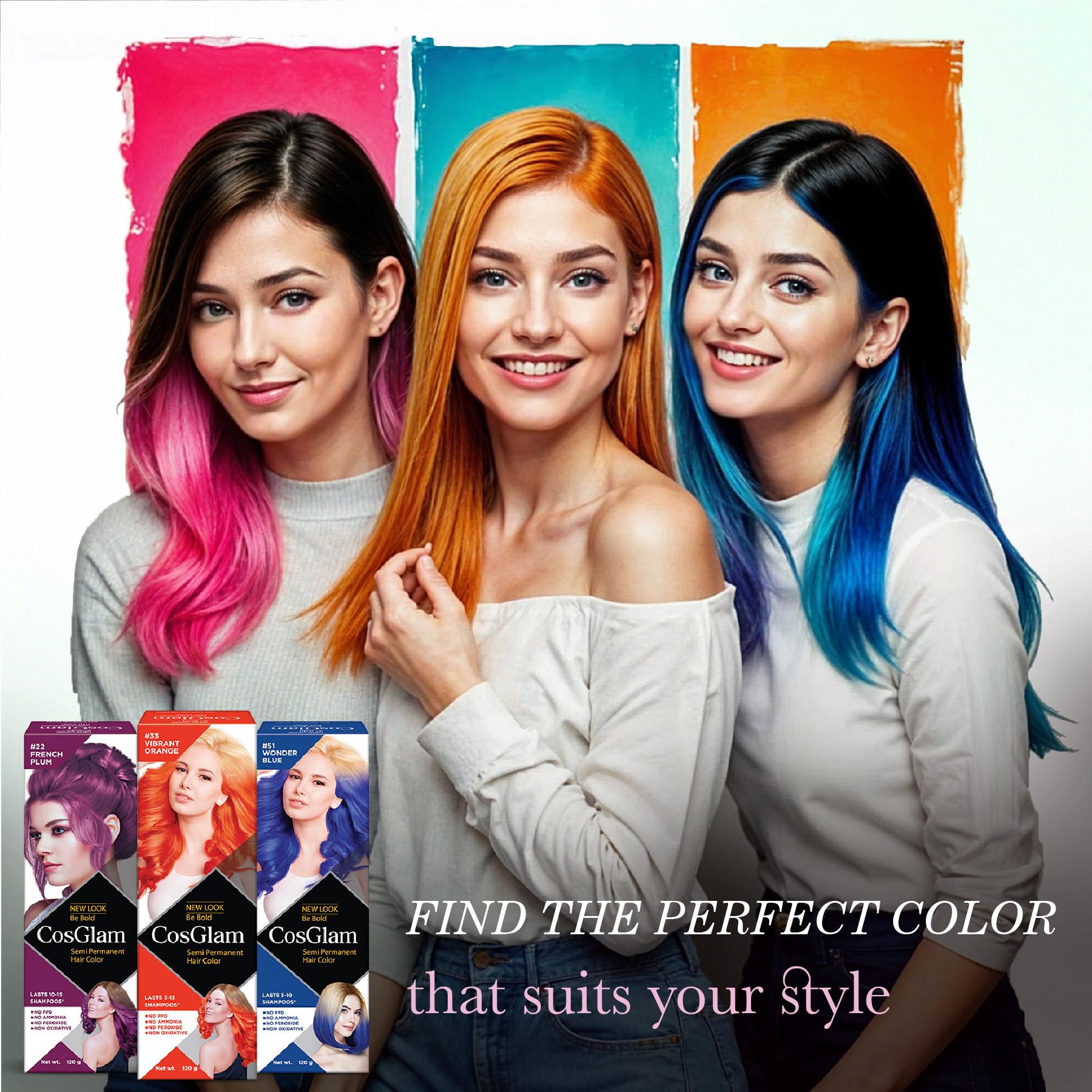 Cosglam Semi Permanent Hair Color For Women & Men, (120G, #22 French Plum) Enriched With Conditioner, Glossy Finish, No Ammonia, No Peroxide & Non Oxidative image 6