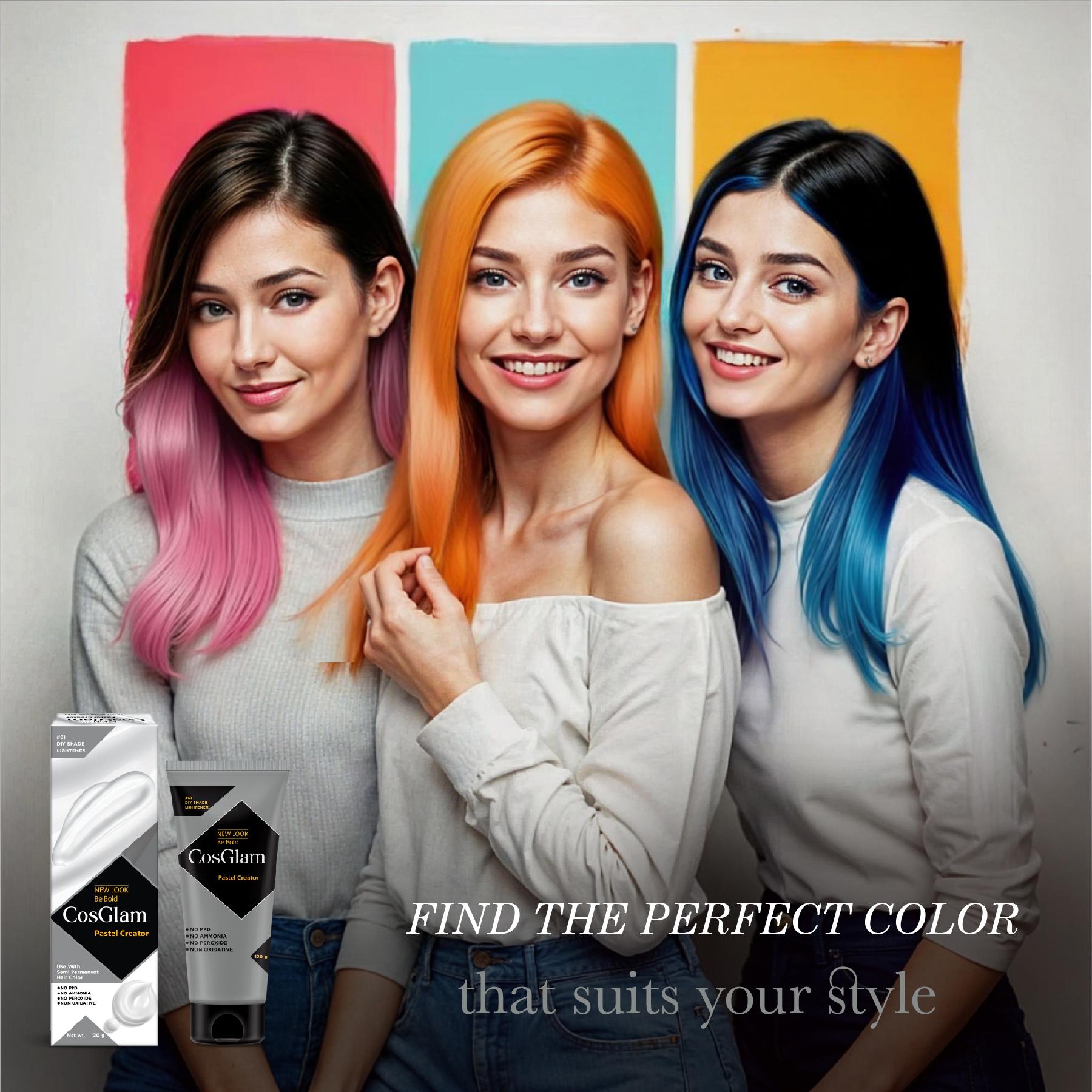Cosglam Semi Permanent Hair Color For Women & Men, (120G, Pastel Creator) Enriched With Conditioner, Glossy Finish, No Ammonia, No Peroxide & Non Oxidative image 6