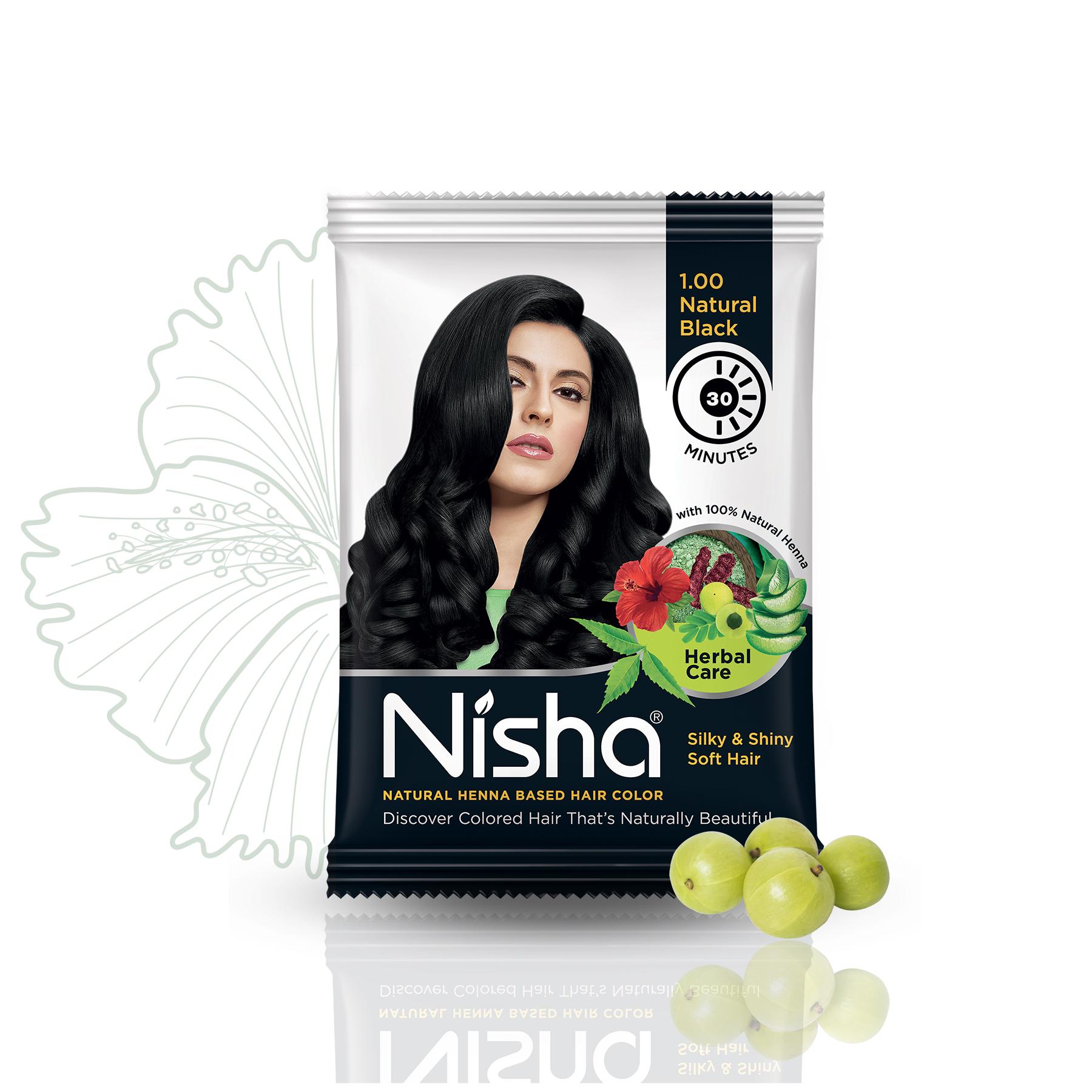 Nisha Natural Henna Hair Color 25G Natural Black, Pack Of 10 image 6