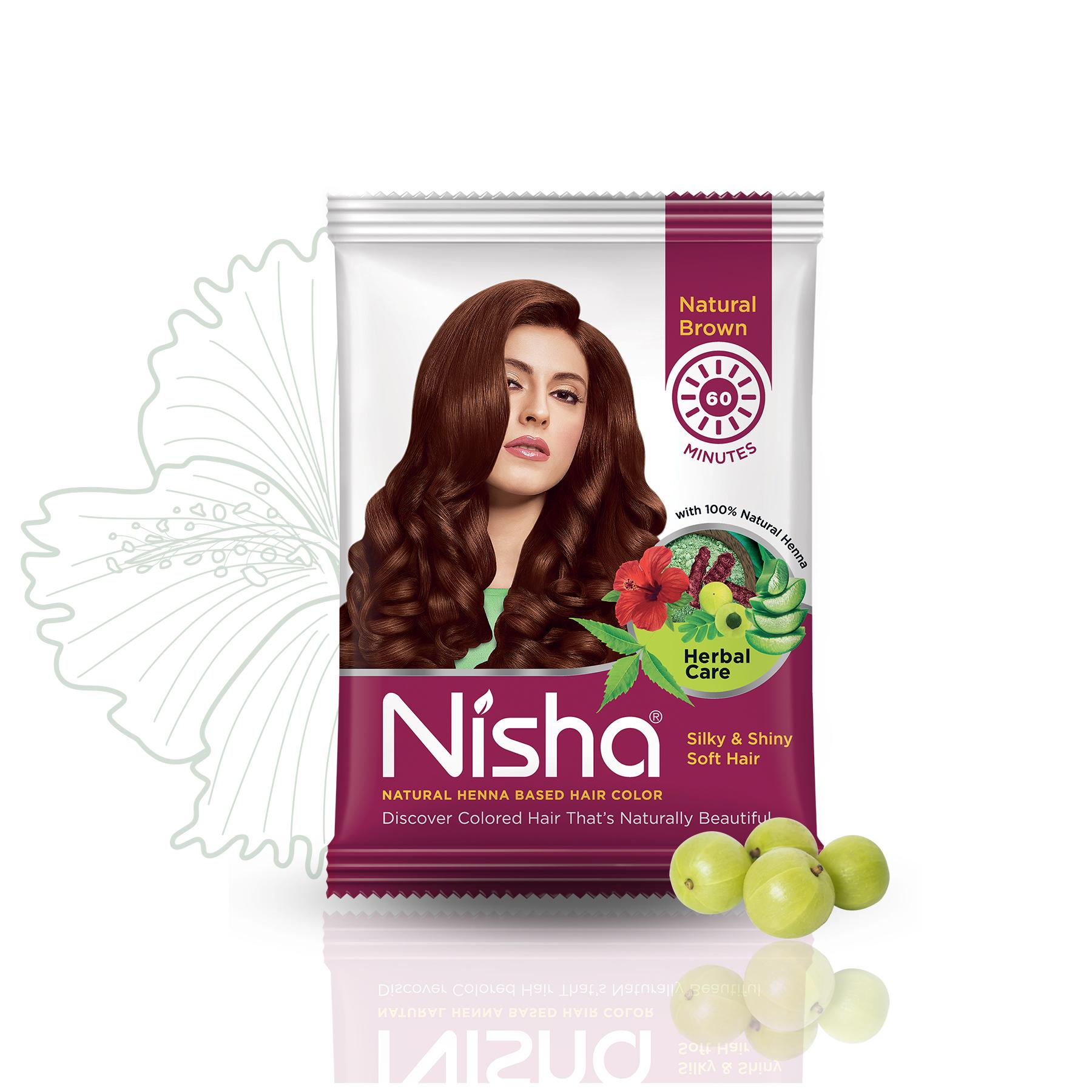 Nisha Natural Henna Hair Color 30G Natural Brown, Pack Of 10 image 6