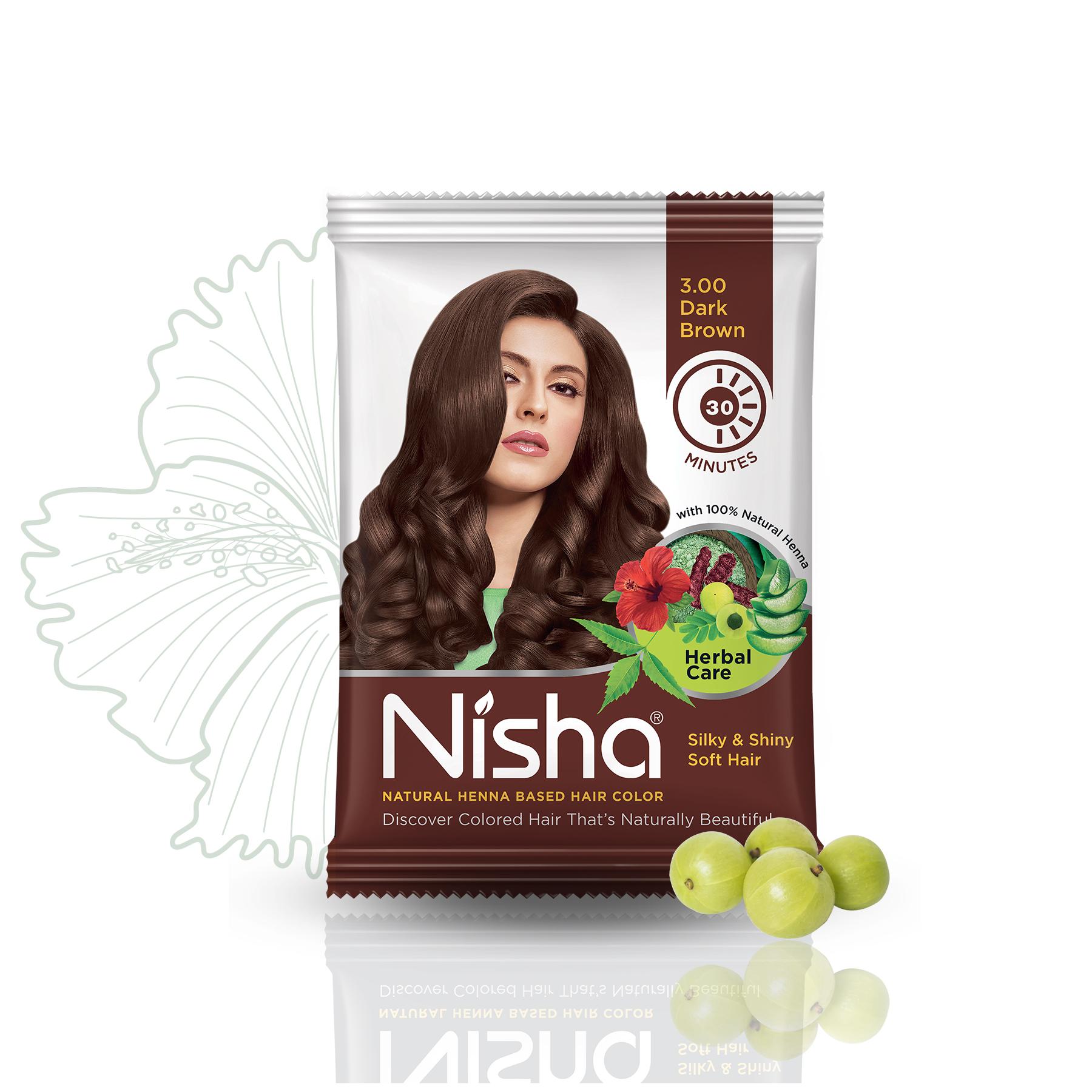 Nisha Hair Colour For Women - Dark Brown, 25G Each (PACK Of 10) | Herbal Conditioning | 100% Henna-based Hair Colour image 6