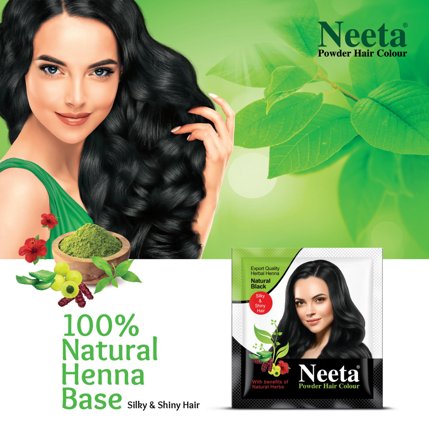 Neeta Hair Color Powder Natural Henna Based Hair Color With The Power Of Natural Herbs For Smooth & Silky Hair 5GM Natural Black image 6