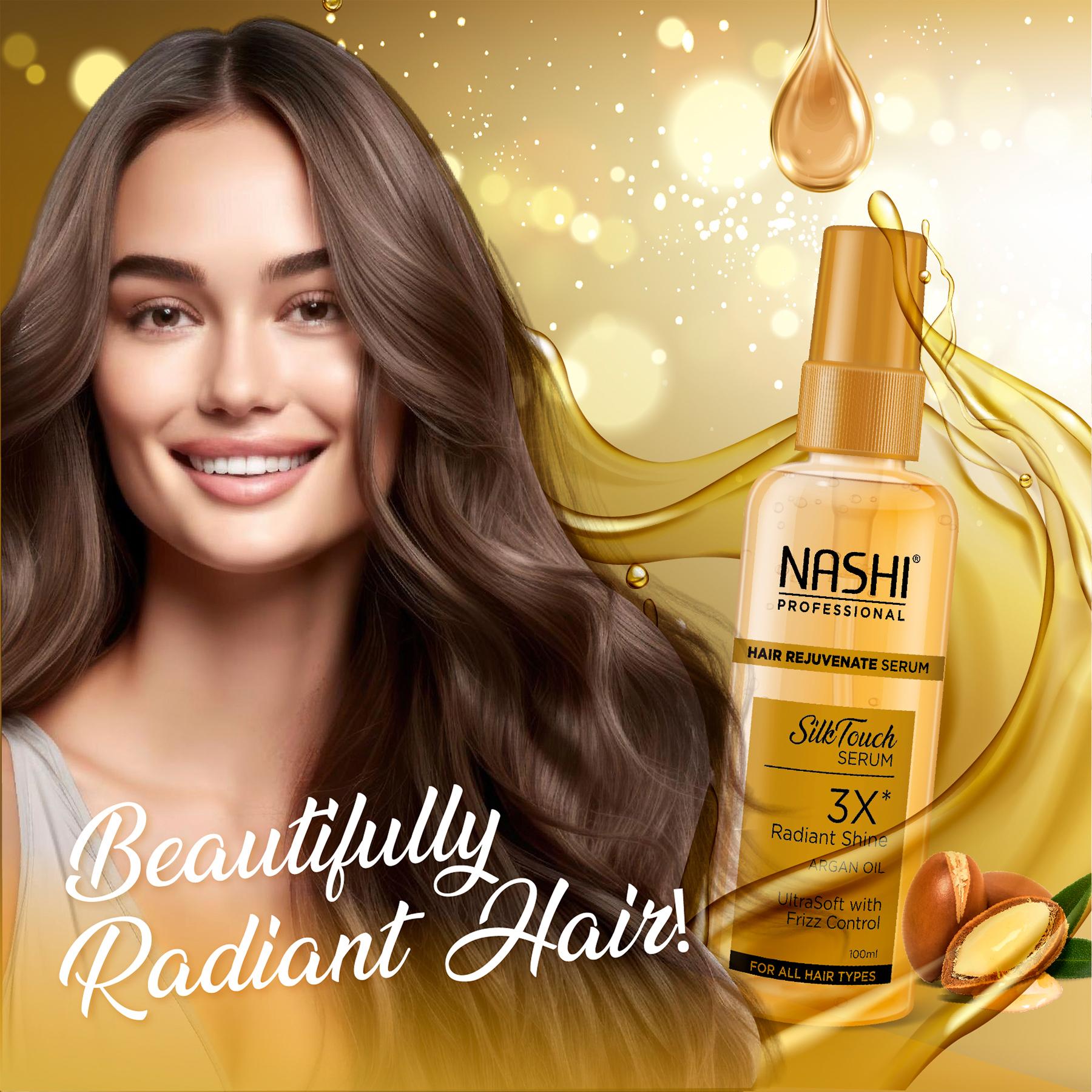Nashi Eversilk Argan Oil Hair Serum For Women & Men, Strengthens Hair, Reduces Breakage, Adds Shine, Hydrates Scalp & Controls Frizz (100ML) image 6