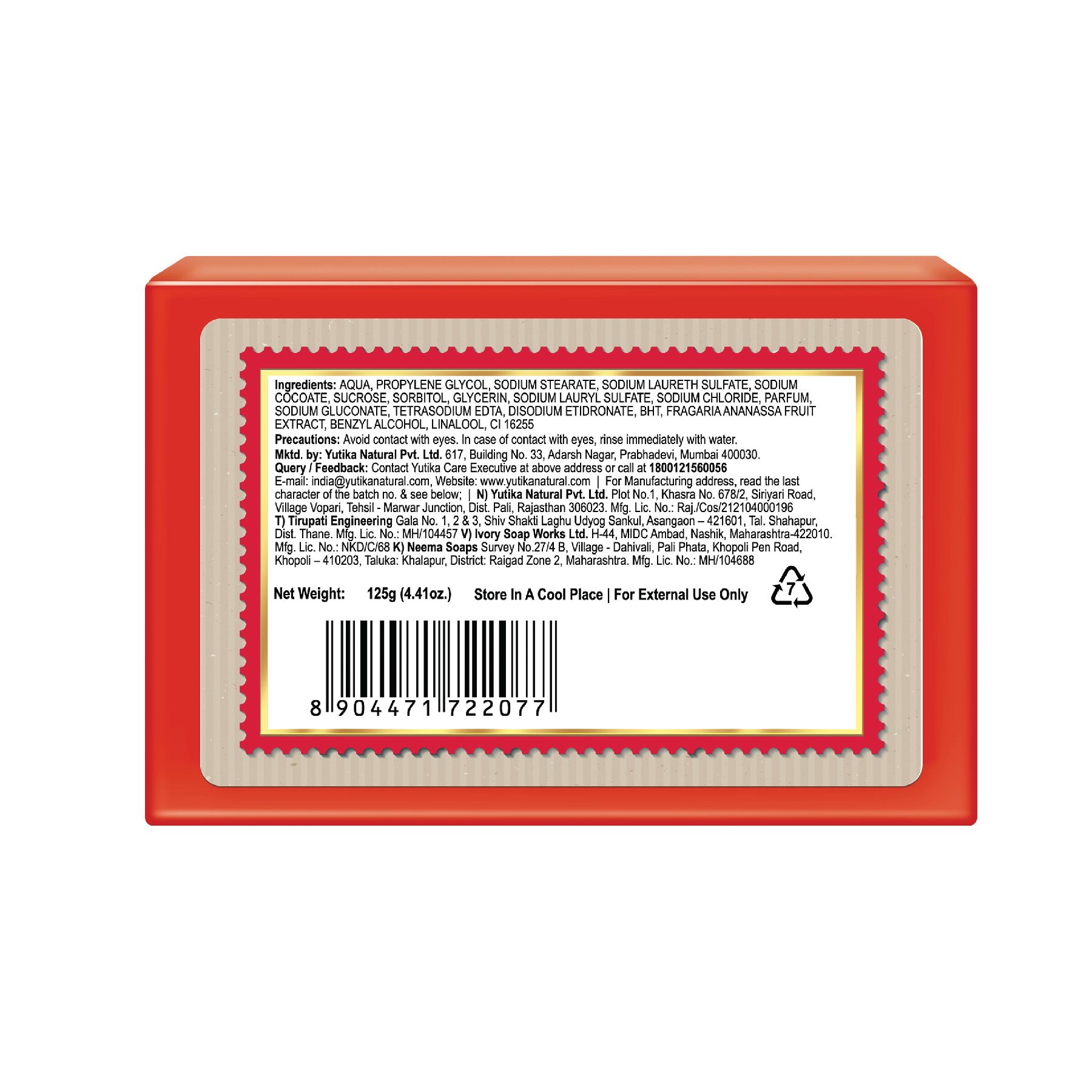 Nisha Strawberry Body Cleansing Soap Bar 125G – Paraben Free, Vegan, Gentle Cleanse For Soft & Supple Skin, Suitable For All Skin Types, Men & Women image 6