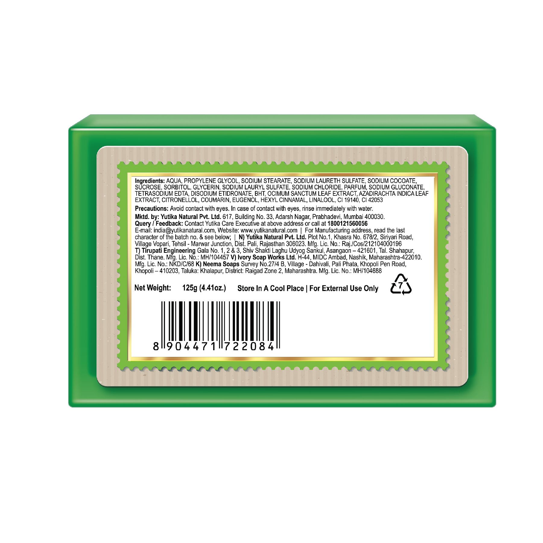 Nisha Neem & Tulsi Body Cleansing Soap Bar 125G – Paraben Free, Vegan, Gentle Cleanse For Soft & Supple Skin, Suitable For All Skin Types, Men & Women image 6