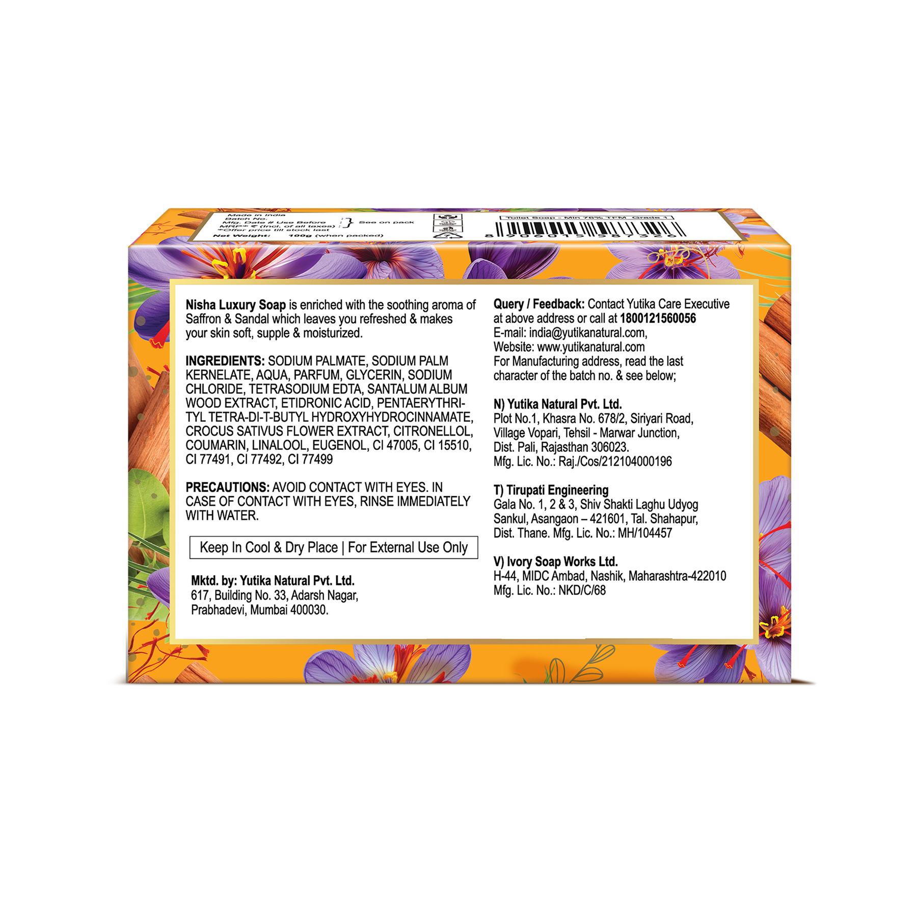 Nisha Luxury Soap Bar Saffron & Chandan 100G Pack Of 6 image 6