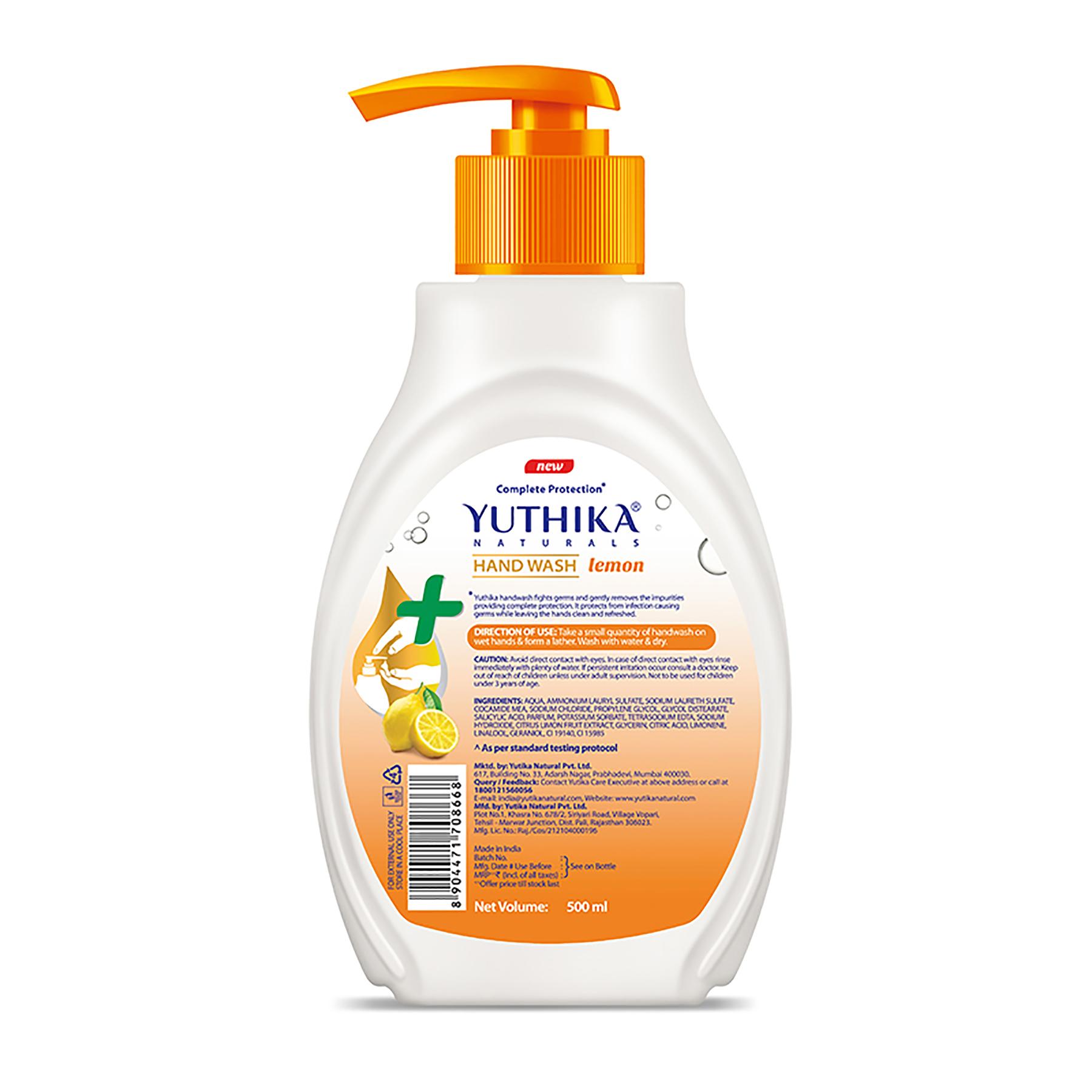 Yuthika Germ Protection Lemon Hand Wash Liquid Refill 500ML | Antibactirial Handwash With Ph Balanced Formula image 6