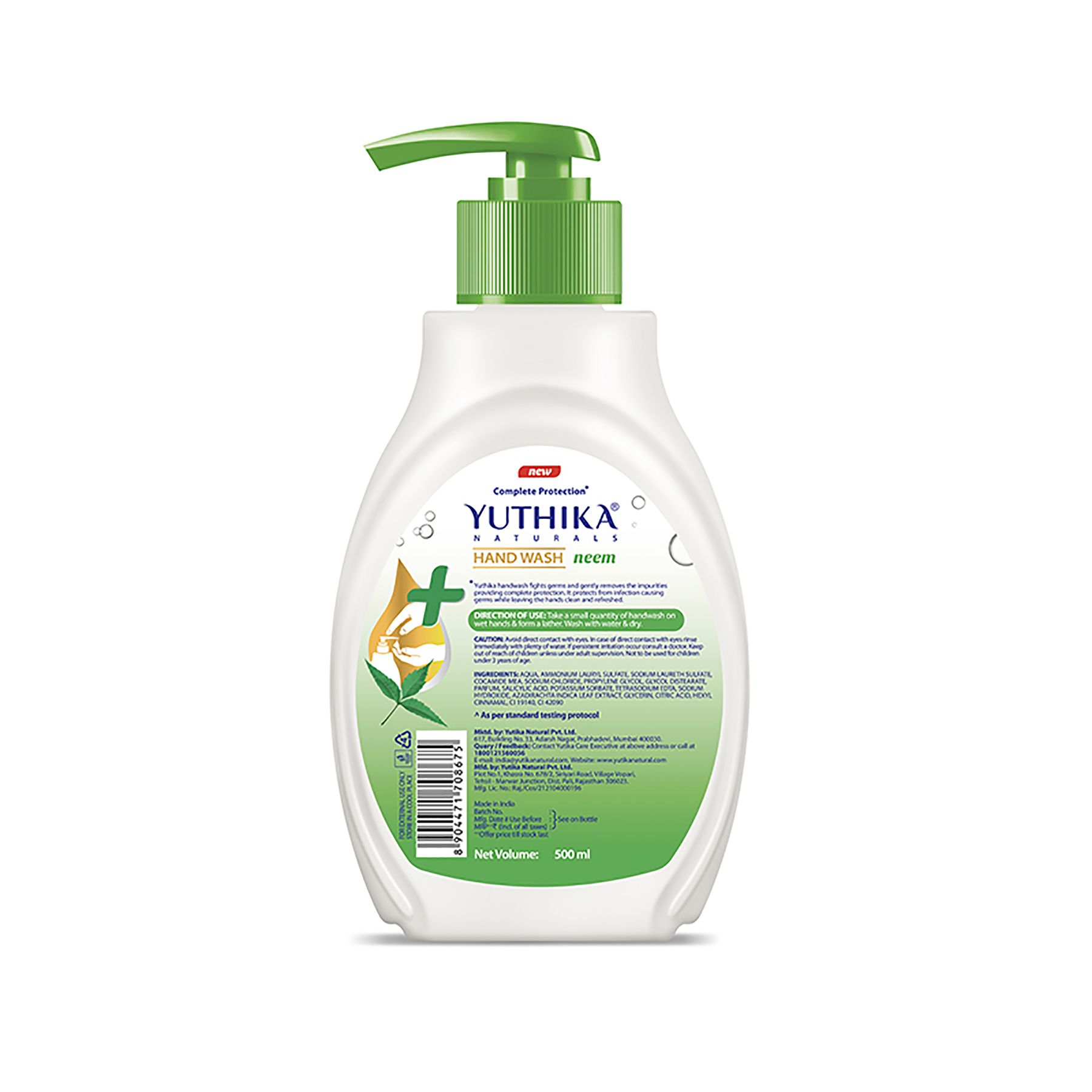 Yuthika Germ Protection Neem Hand Wash Liquid Refill 500ML | Antibactirial Handwash With Ph Balanced Formula image 6